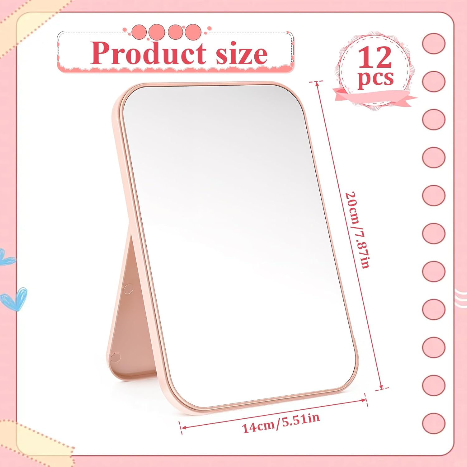 IANFAN 12 Pcs Spa Party Mirrors Spa Sleepover Party Supplies Pink Sleepover Accessory Favors Makeup Mirror for Sleepovers Slumber Birthday Favors Gift image number 6