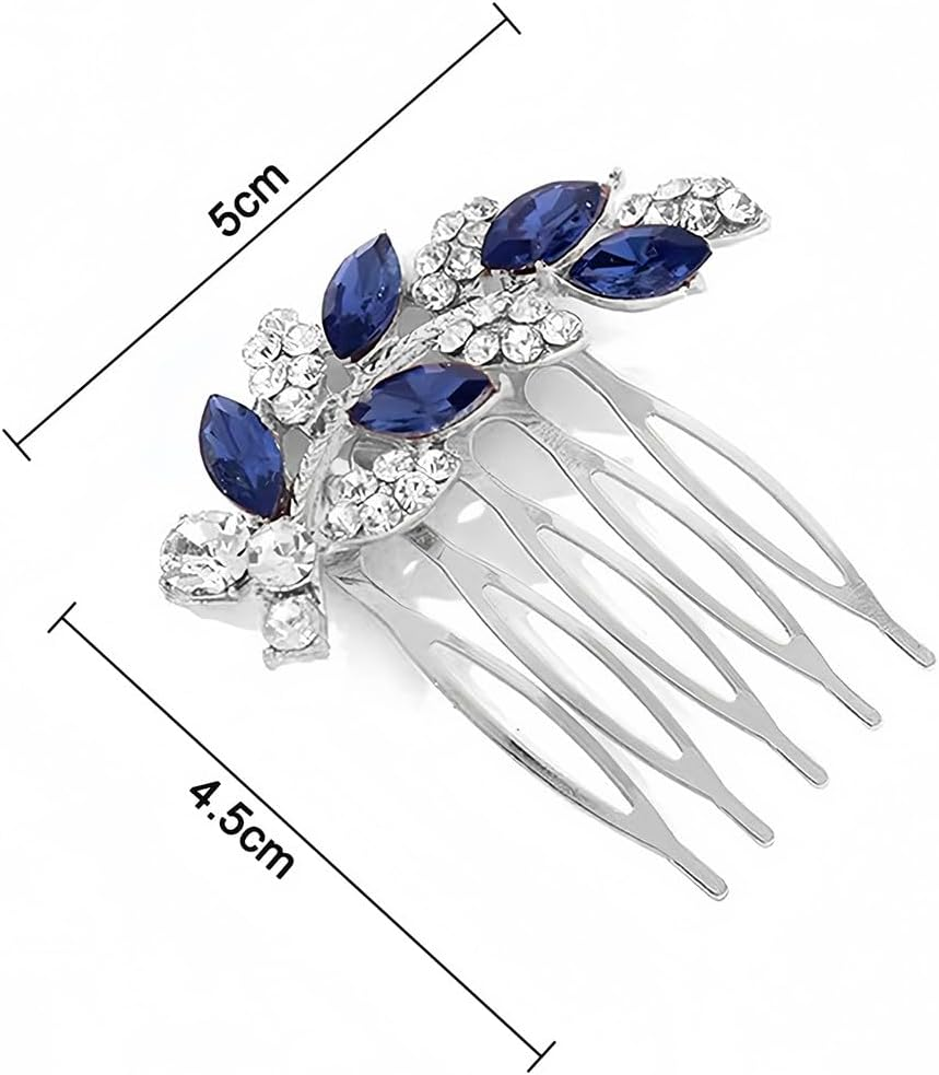 PLABBDPL 2 Bridal Hair Combs with Crystals in Silver, High-Quality Hair Accessories for Weddings and Special Occasions, Perfect Accessory for Women and Girls image number 2