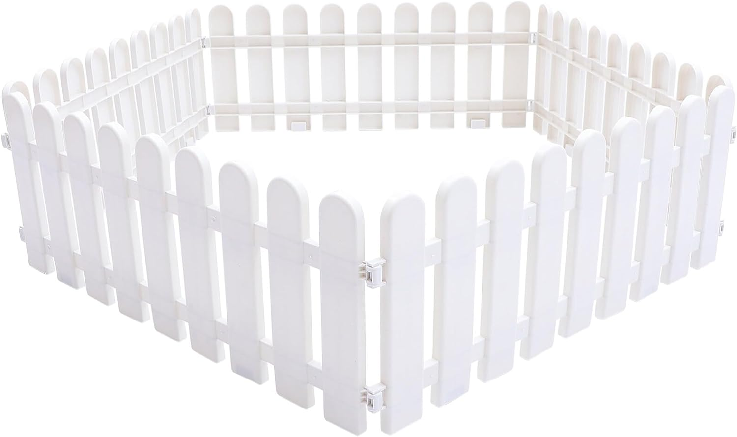 Ciieeo 5Pcs White Plastic Fence Garden Picket Fence Plastic Path Panels for Christmas Xmas Tree Gate