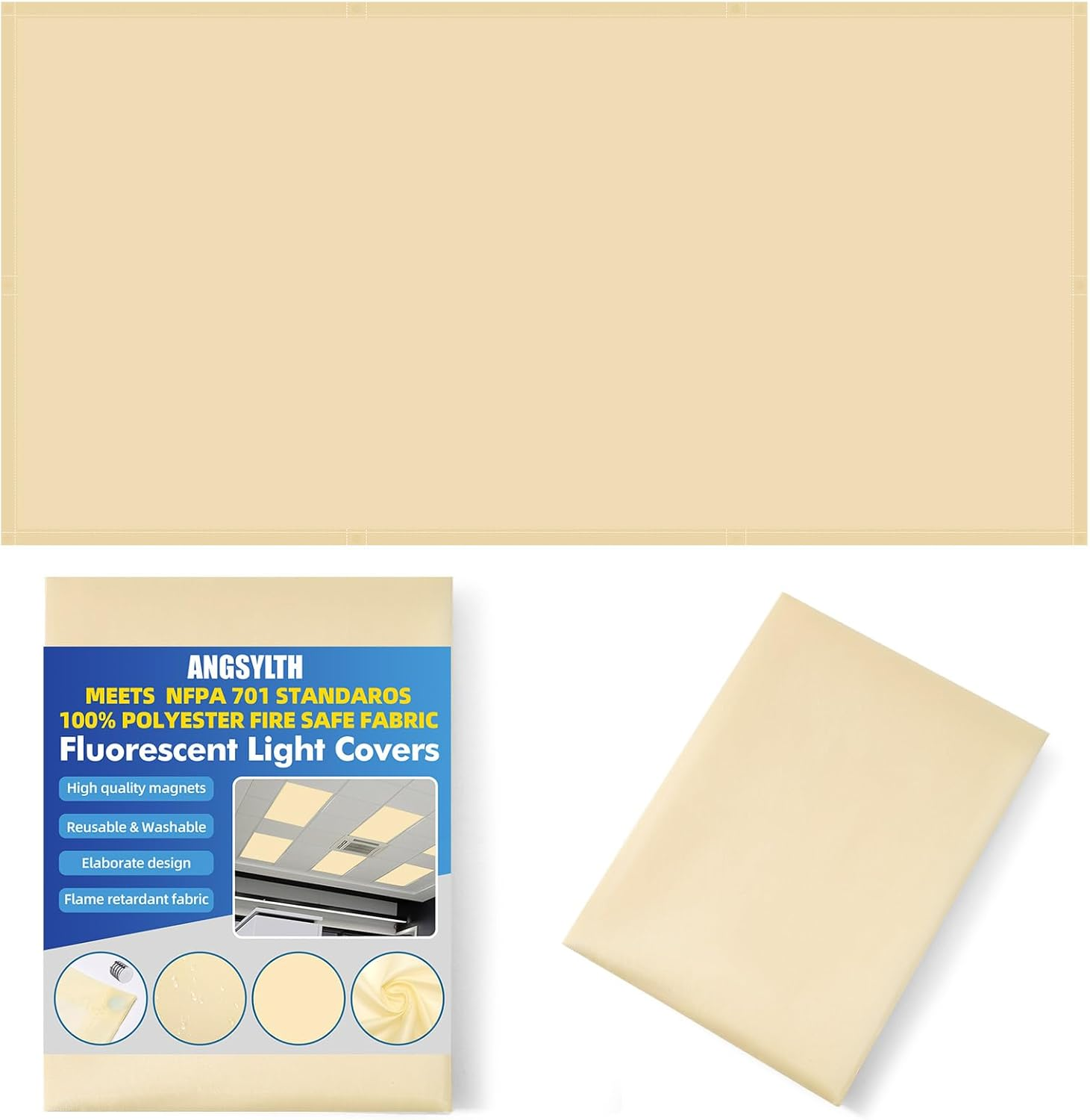 ANGSYLTH Fluorescent Light Covers - 4 X 2 Feet Covers for Ceiling Lights, Magnetic Light Filters for Classroom, Office, Hospitals, Home (Warm Yellow)
