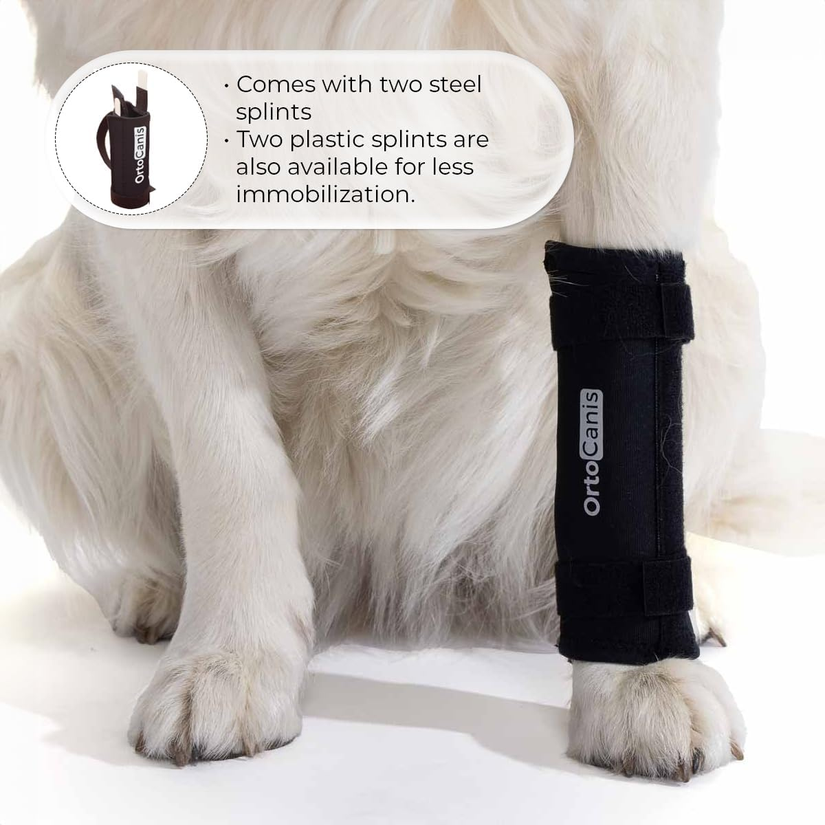 Ortocanis - Carpal Support for Dogs - Carpal Support with Immobilisation Splints for Instability, Osteoarthritis or Hyperextension - Stabilises and Relieves Pain - Size XXXL 19-23 Cm image number 1