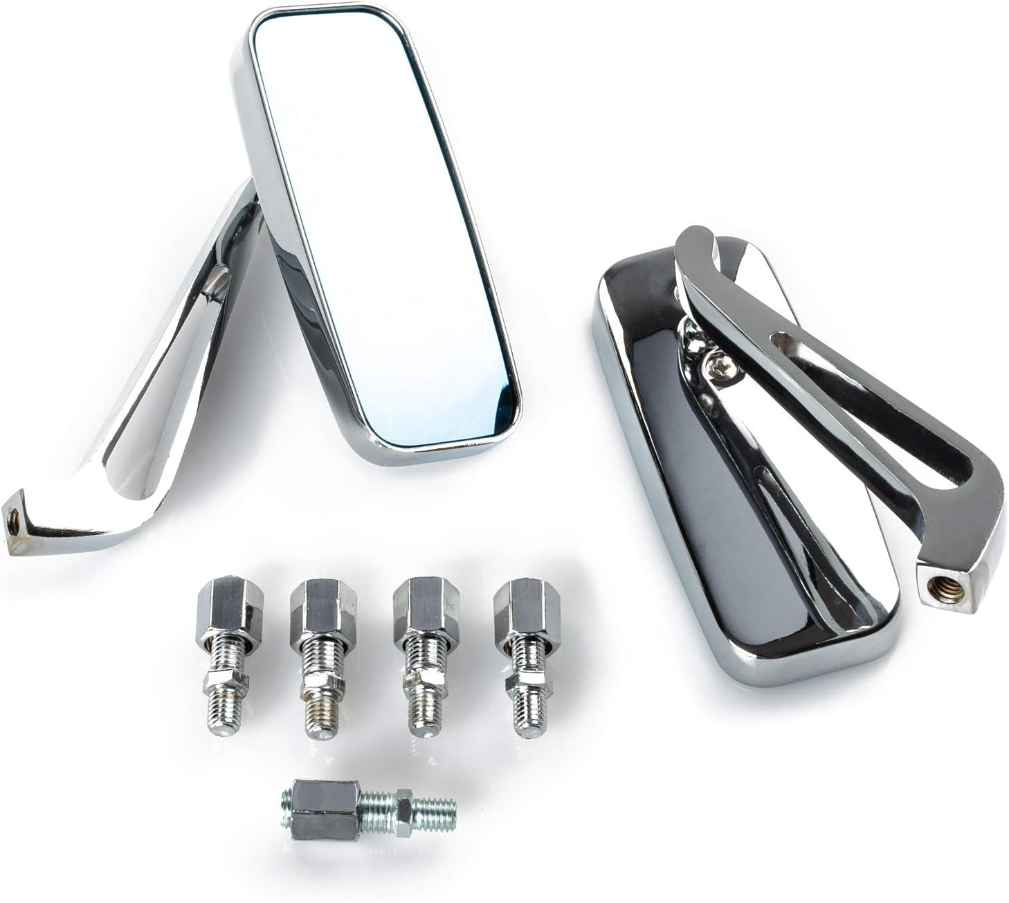 Pair of Mirrors Rearview Mirror Motorcycle Naked Custom Metal Chrome DX + SX image number 1