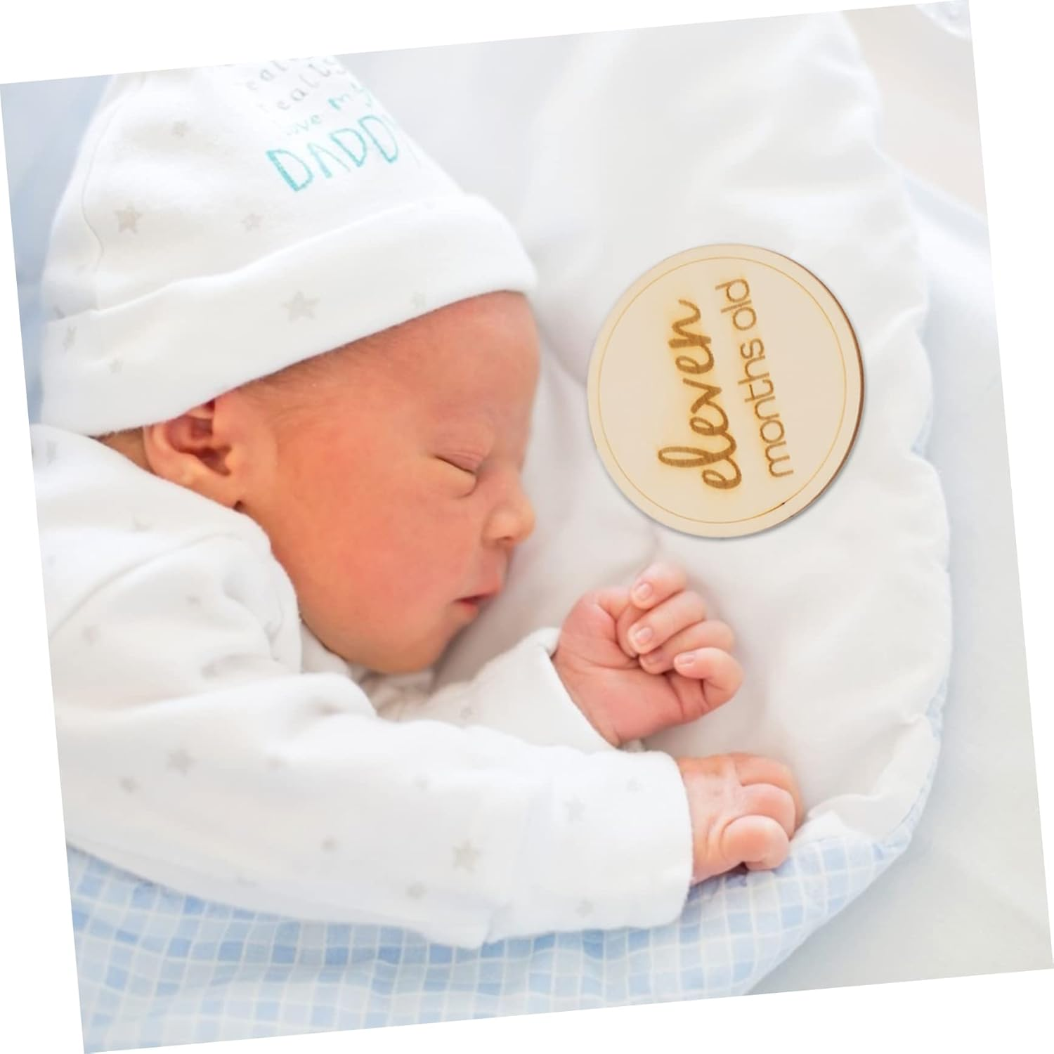 SECFOU 12Pcs Wooden Growth Recording Cards Milestone Photography Props for Newborns for Showers and Monthly Keepsakes image number 1