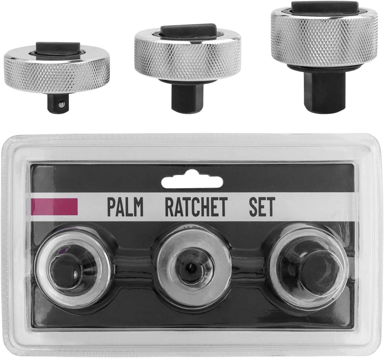 Bestgle 3 Pcs Reversible Thumbwheel Ratchet Wrench Set Palm Ratchet Wrench Finger Mini Ratchet Thumb-Wheel Ratchets Auto Car Repair Hand Tool, 1/4&rdquo; 3/8&rdquo; 1/2&rdquo; Drive Ratchets image number 1