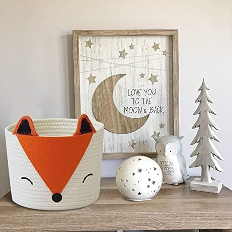 Orange Fox Storage Basket - Small, Multipurpose for Baby Diapers, Laundry, Kids Room, Dog/Cat Toys - Ideal for Woodland Nursery Decor & Organizing (Orange, Samll)