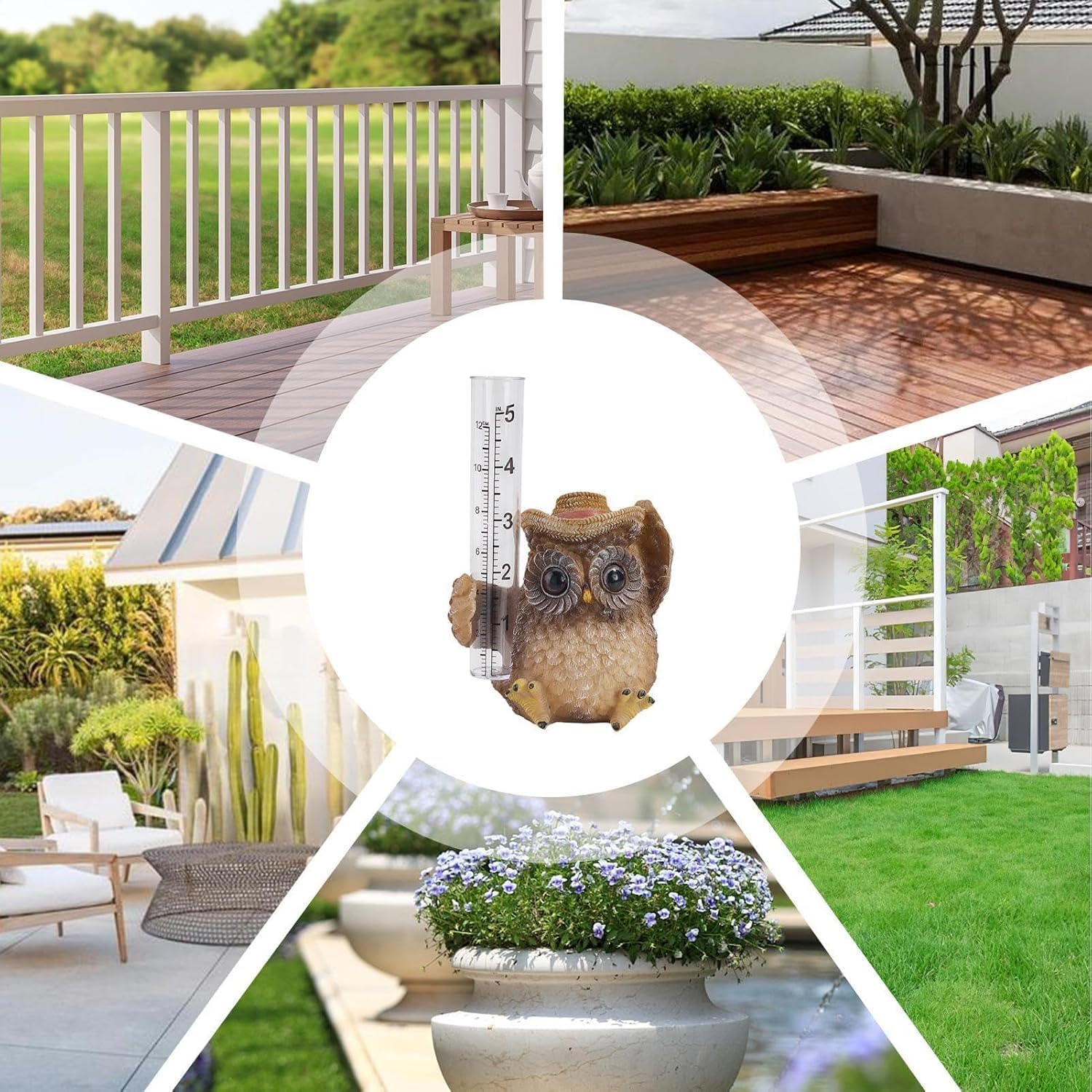 Limcryspp Owl Animal Sculpture Rain Gauge, Water Meter Sculpture, Resin Gauge | Resin Rainfall Measurement, Courtyard Rain Gauge Decoration, Rain Gauge Perfect for Balconies, Backyards, Gardens image number 2