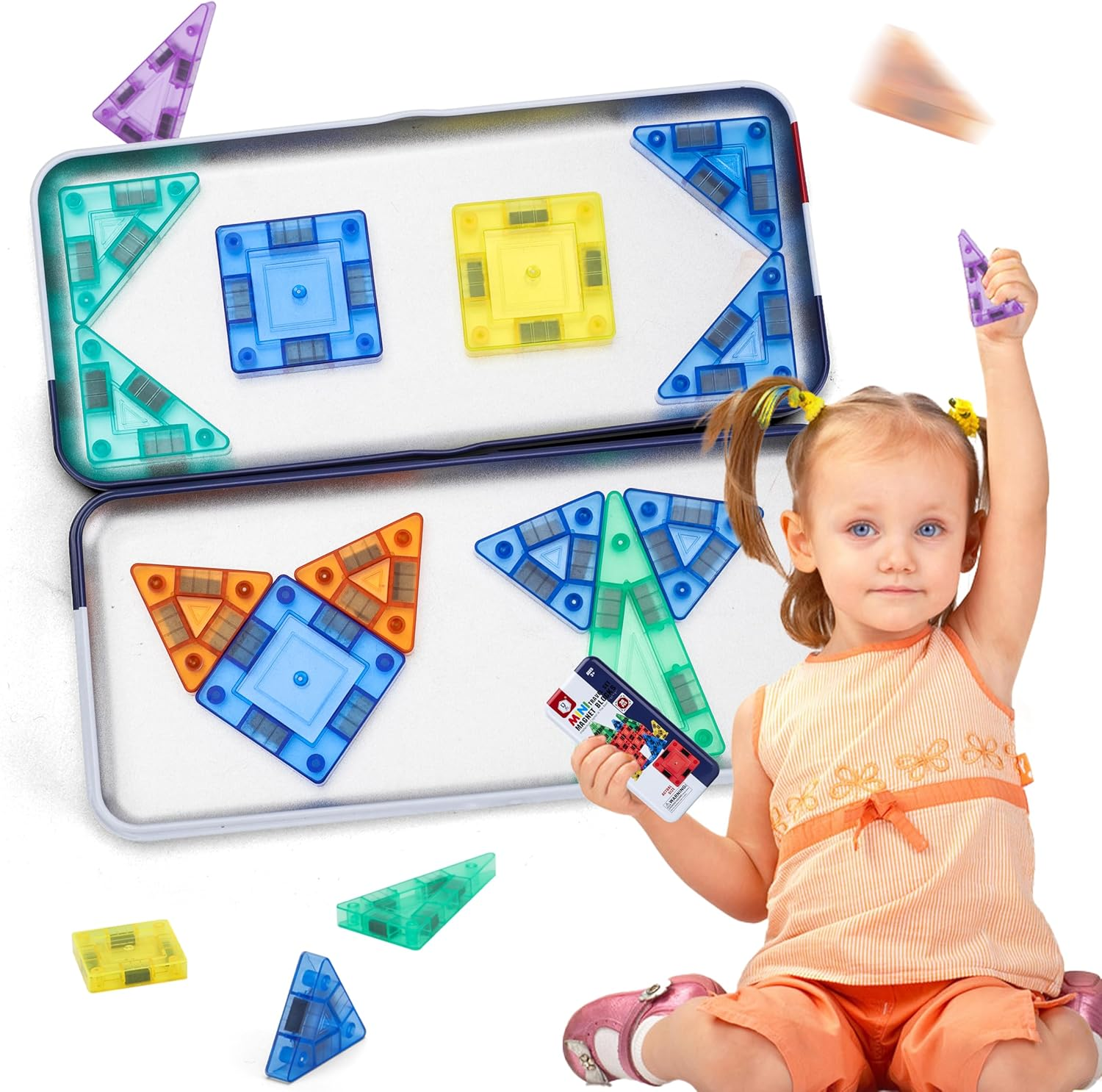 Travel Magnetic Tiles for Kids, 30PCS Magnet Mini Building Blocks, STEM Construction Christmas Birthday Gifts for 3 4 5 6 7+Year Old Boys Girls