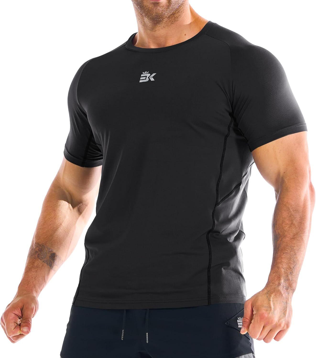 BROKIG Men'S Gym Sports T-Shirts, Underarm Muscle Running Shirt Fitting Workout Training Casual Tops Quick Dry Tees image number 1