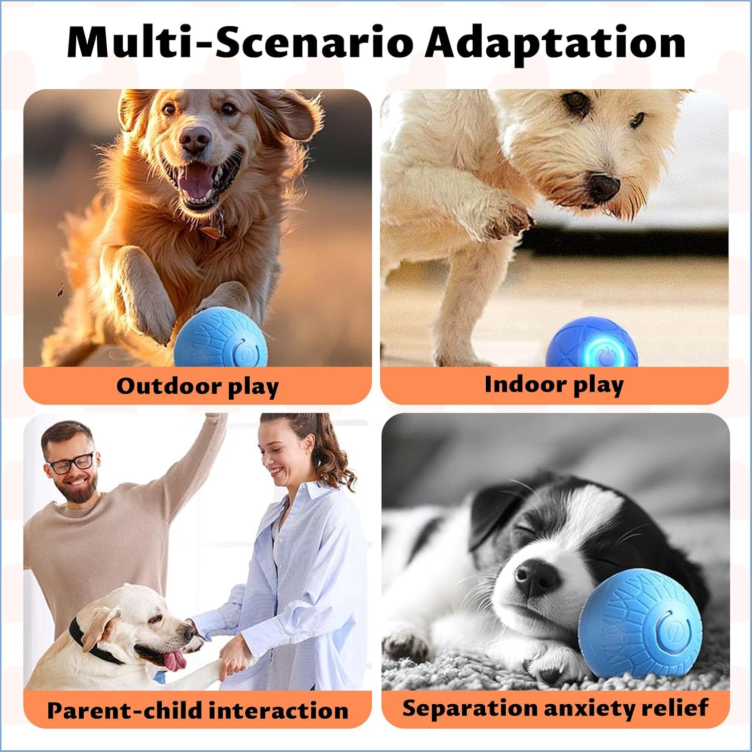 VCCLFSIA Interactive Dog Ball, 2025 Upgrade Self-Moving Vibrating Dog Ball Pets Bounce Balls, Smart Rolling Jumping Balls for Dogs Cats