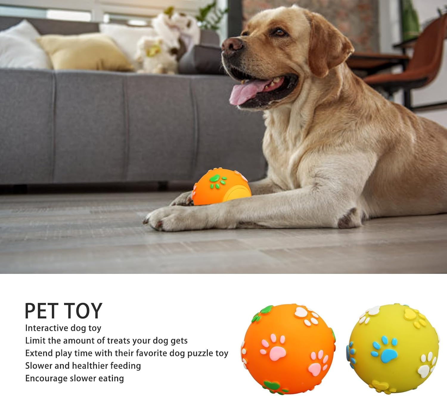 EVTSCAN Squeaky Dog Chew Ball Toy, Dog Treat Dispensing Ball, Puppy Chew Toys for Teething, Puppy Behavioral Training Aid Toy Dog Stuff image number 4