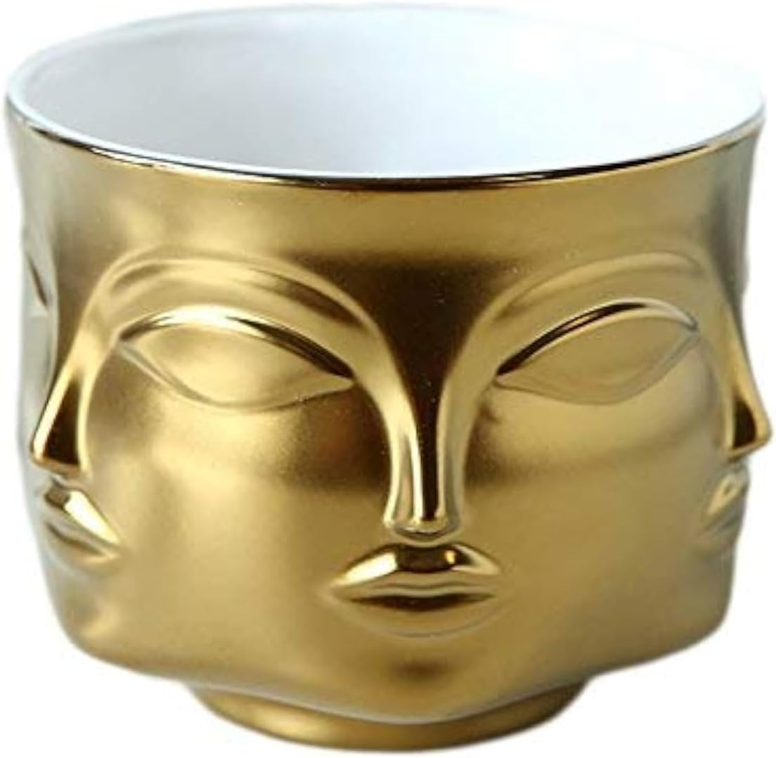 Ceramic Gold Face Planter Head Face Vase Home Decoration Succulent Cactus Indoor Plant Pot Versatility Designs image number 1