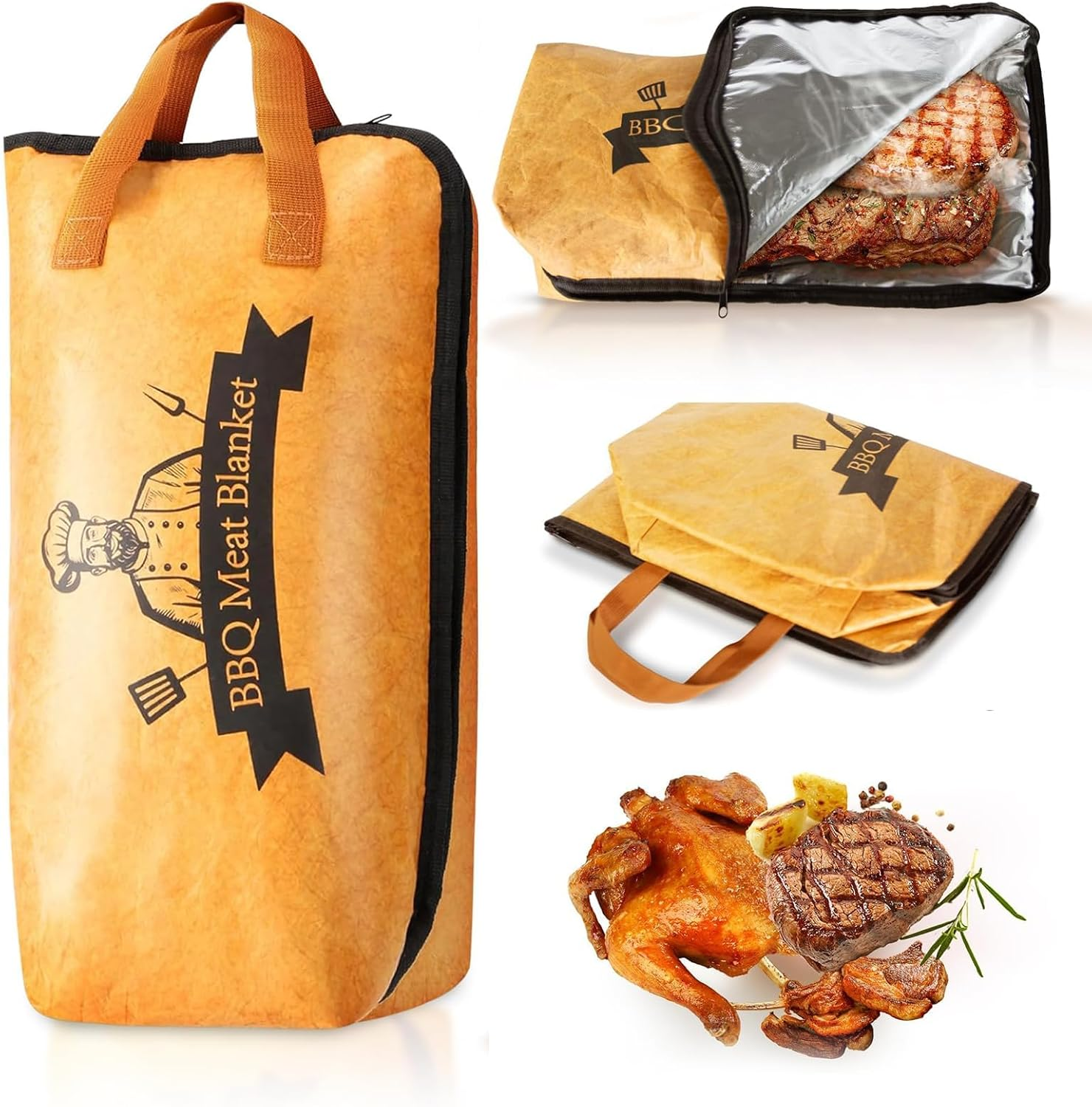 BBQ Blanket for Resting Meat Compatible with Traeger Smoker Grill, Reusable Pellet Smoker Meat Insulated Resting Bag with Wide Mouth for Large Brisket/Beef,Gifts for Men Him Dad,Traeger Accessories image number 6