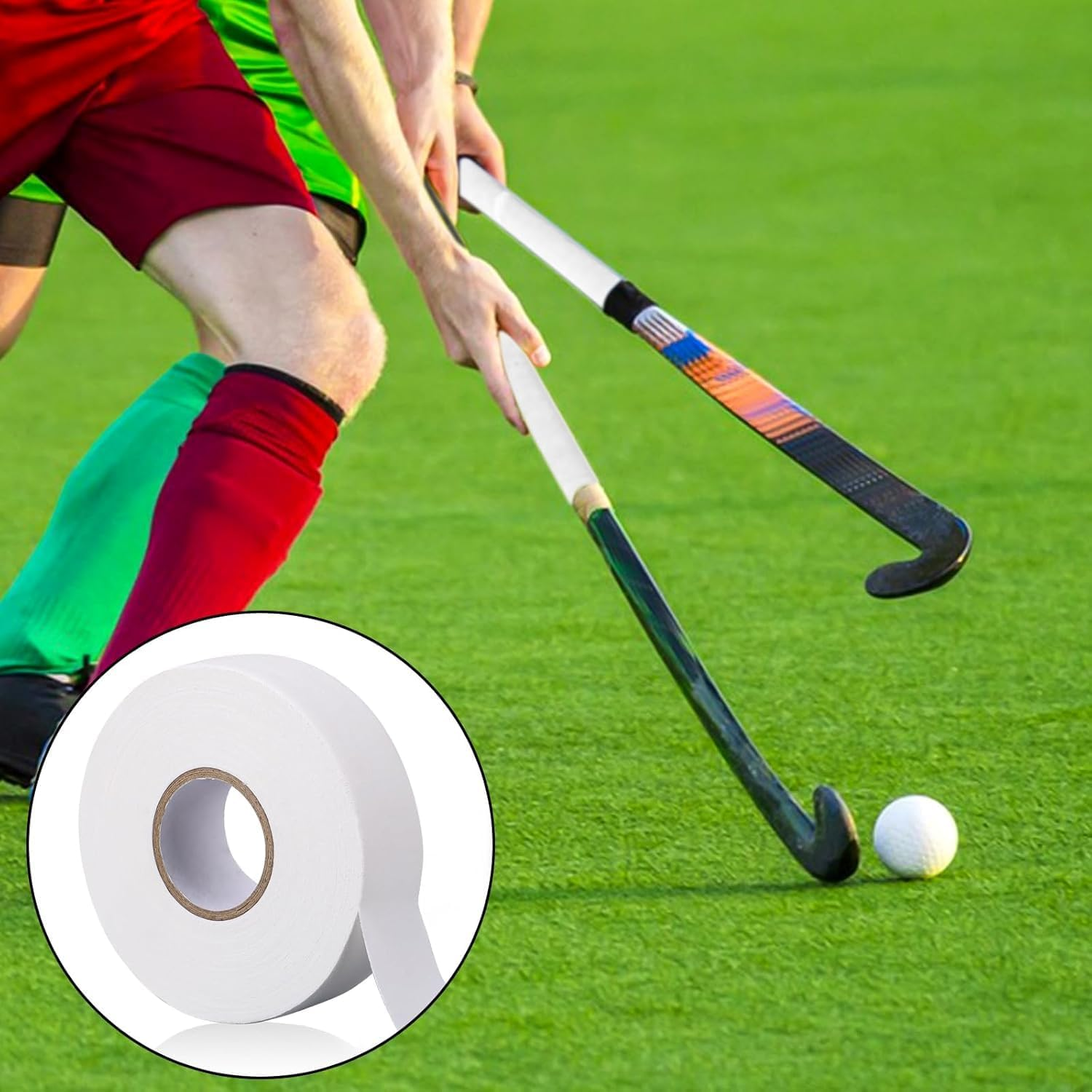 Anti-Slip Hockey Sticks Tape, 2Roll Sports Ice Hockey Grip Wrap Tapes,Non-Slip Ice Hockey Racket Tape,Non-Slip Grip Tapes Sports Tapes Ice Hockey Grip Tape, White image number 2