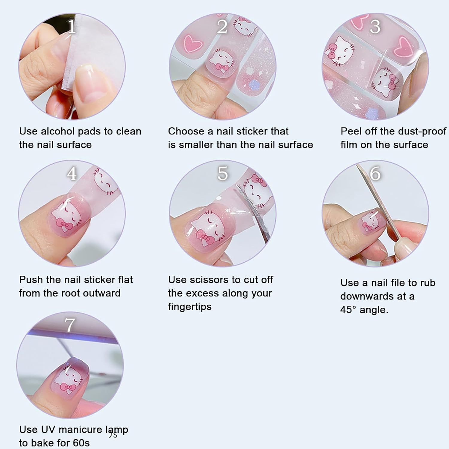 Joyeee Gel Nail Stickers Moon Star Semi Cured Gel Nail Strips Wraps UV/LED - Nails Art Design Salon Quality Decoration Accessories - 20Pcs image number 1