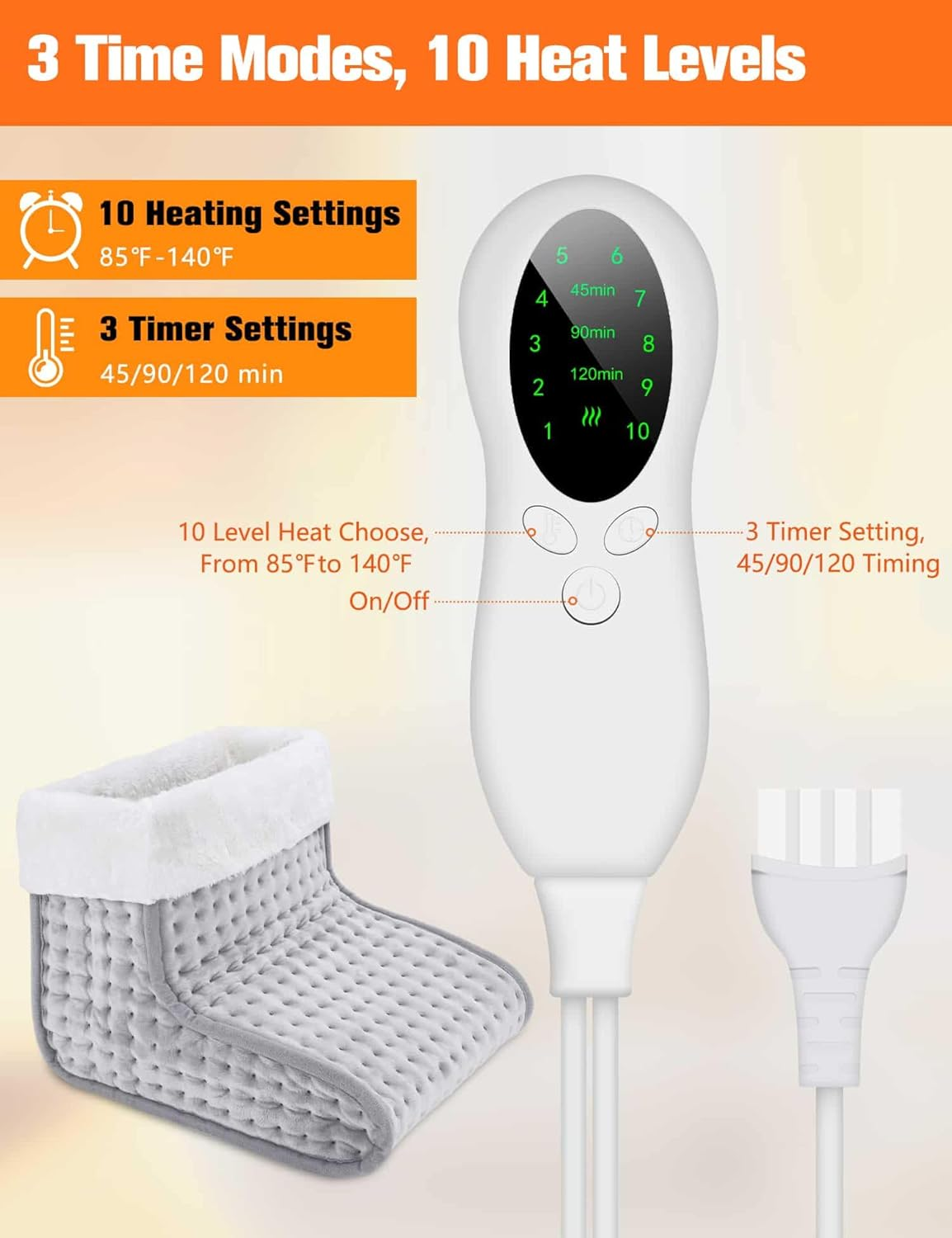 Foot Warmers, under Desk Foot Warmer for Women Men, Electric Heating Pad, 10 Level Heating 3 Level Timer with Auto Shut-Off, Mens Gifts for Anniversary Birthday Retirement Mothers Day image number 4