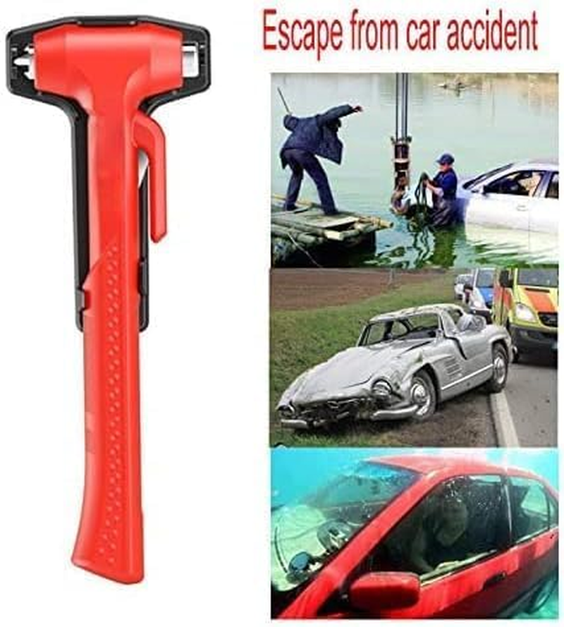 Window Breaker, Car Safety Hammer, Emergency Tool，Car Safety Hammer Life Saving Survival Kit with Heavy Carbon Steel Points and Hardened Sharp Car Window Breaker, Auto Accident Life-Saving Rescue(Red) image number 4