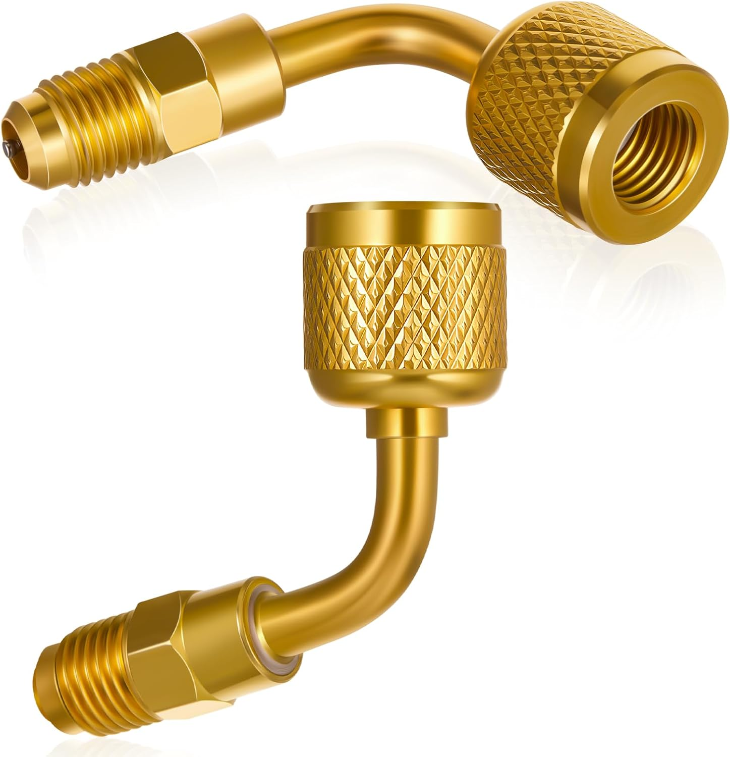 2 Pcs A2L Refrigerant Brass Adapter 1/4" Female SAE Flare Left Handed to 1/4" Male Thread Adapter Heavy Duty HVAC Quick Connect Fittings Low Loss for Refrigerant Tanks Mini Split Systems