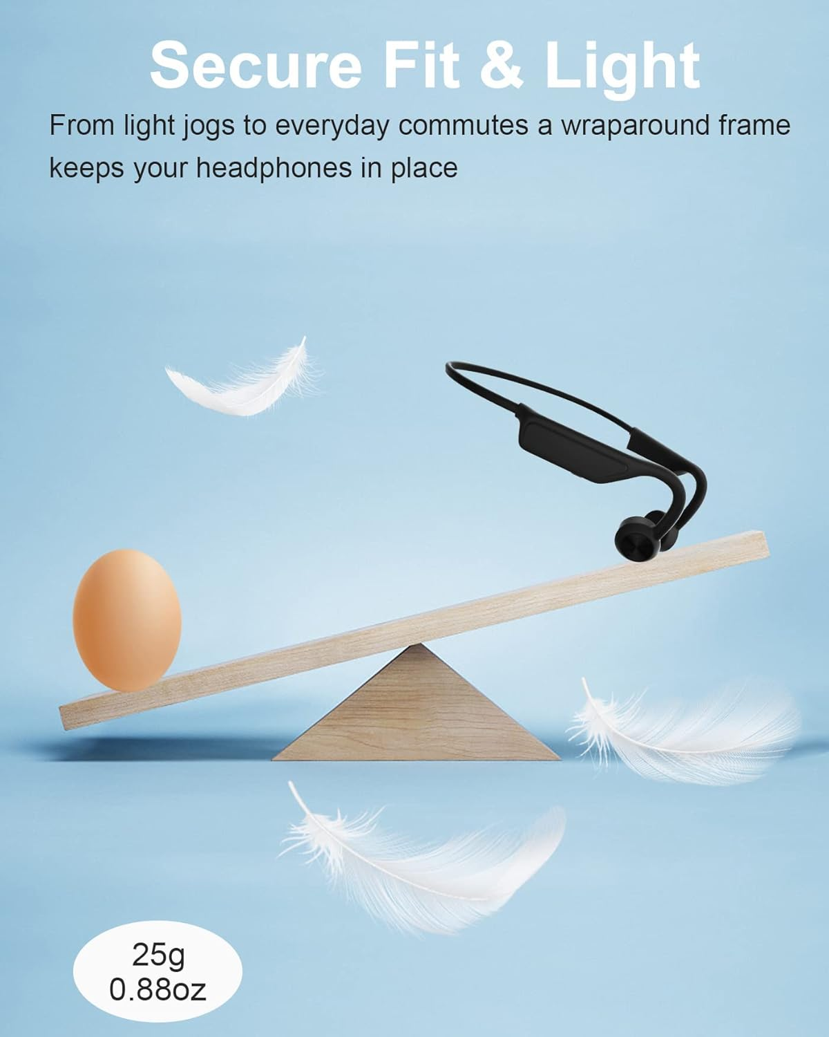 ZRUHIG Bone Conduction Headphones Open-Ear Earphones Bluetooth Sport Headset with Mic for Workout, Running, Gym, Hiking, Driving, Cycling-Black image number 1