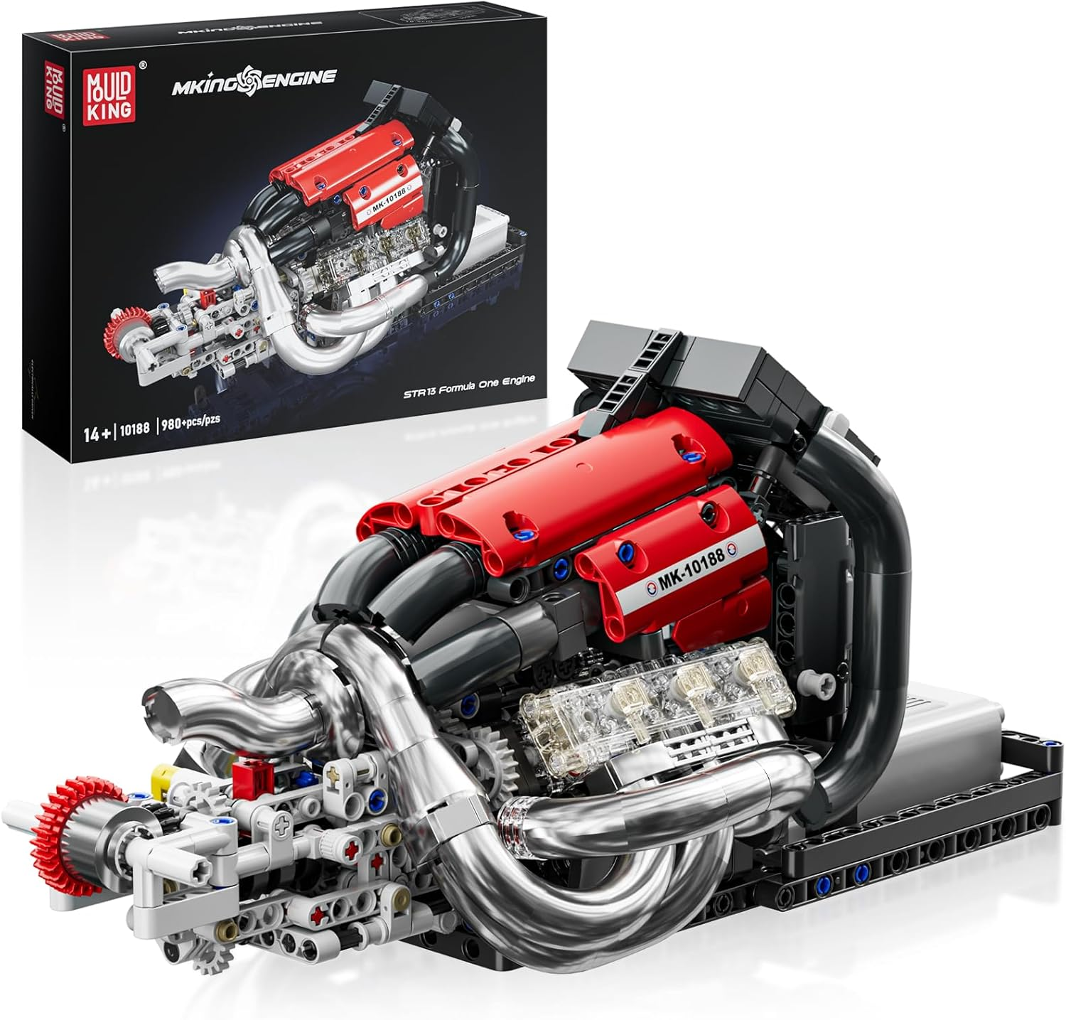 Mould King 10188 Technik Motor Kit STR13 Car Engine Building Blocks Engine Clamping Blocks Electric Drive with Manual Transmission Collectibles Gifts for Adults (980 Pieces) image number 2