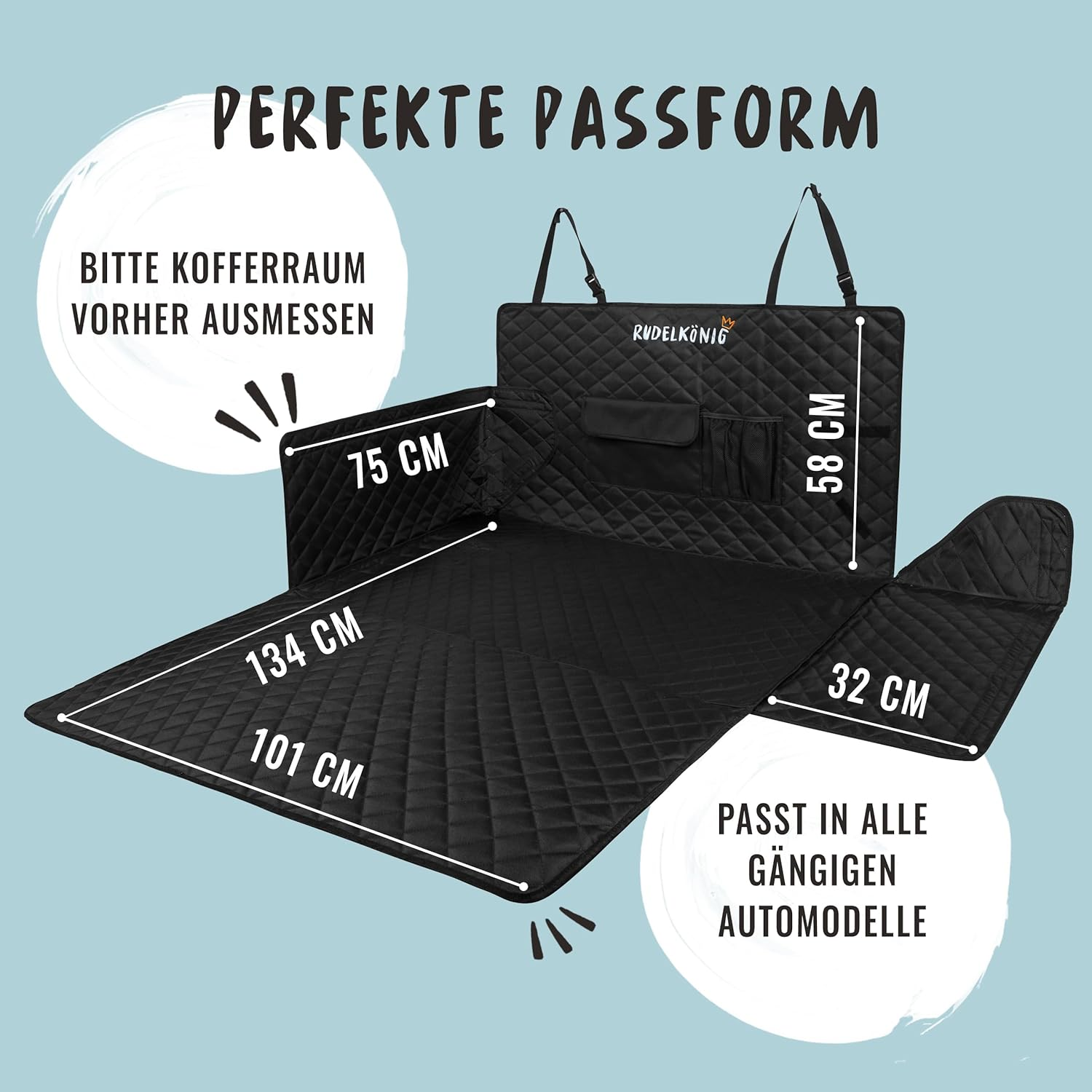 Rudelk&ouml;nig Car Boot Protector Dog with Boot Sill Protection - Water-Repellent and Scratch-Resistant - Quilted Car Dog Blanket with Bag - Universal Boot Protection Mat for Dogs image number 2