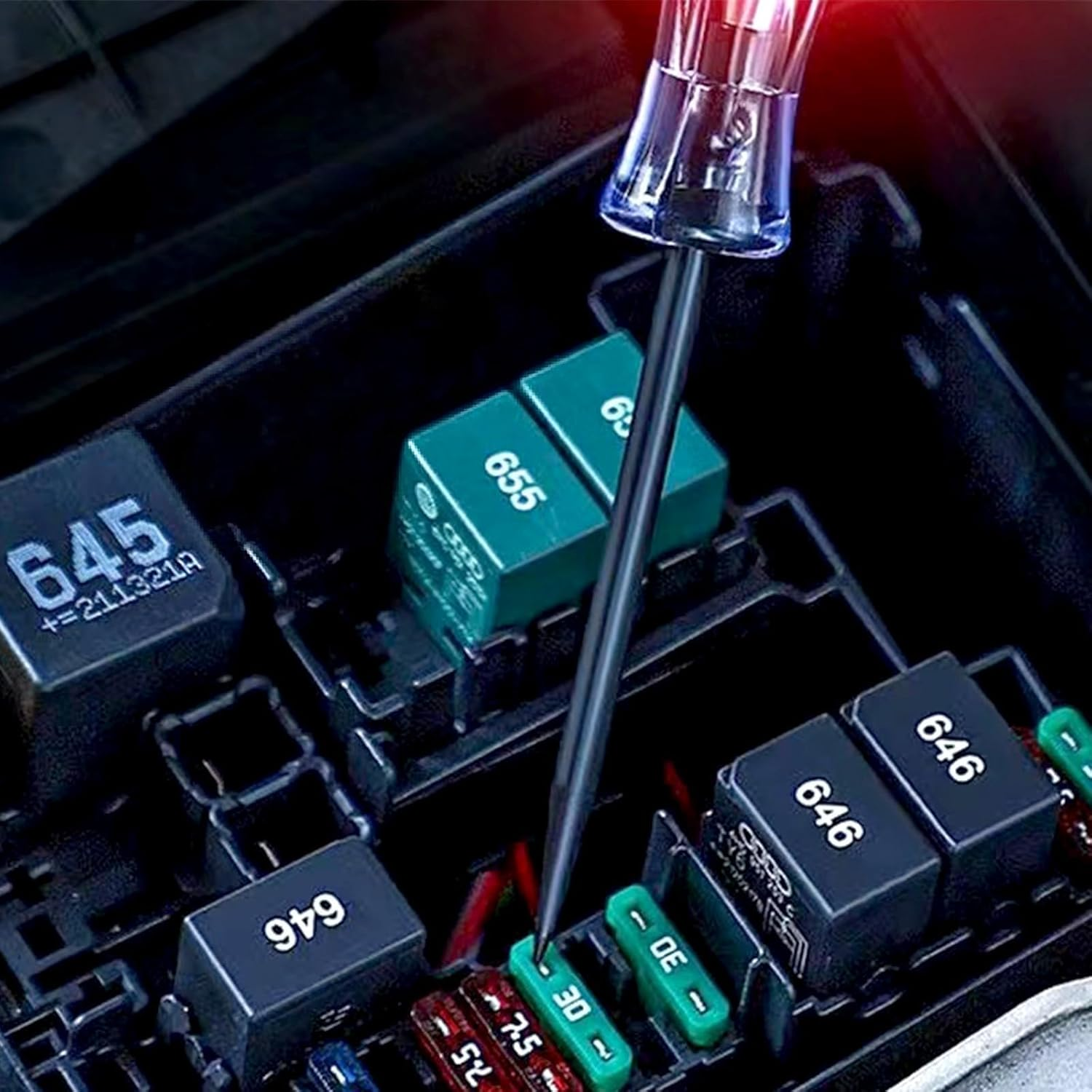 Digital Circuit Test Pen, 6V-24V DC Vehicle Tester, 1.8M Extendable Spring Wire, LED Display image number 3