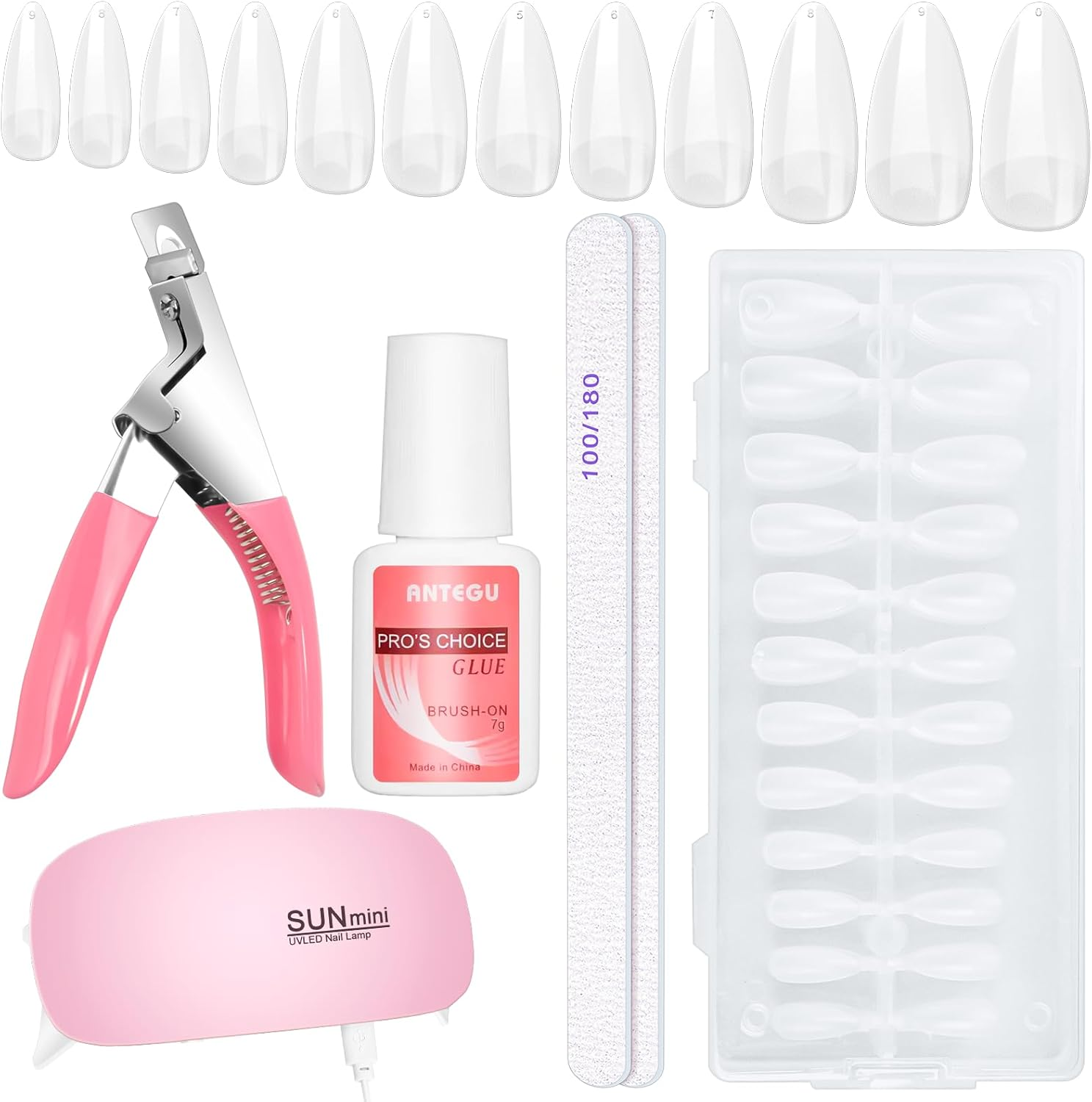 Beloving Gel Nail Kit, Nail Extension Kit with 240Pcs Soft Gel Nail Tips Almond Shape, Portable Mini UV LED Nail Lamp, 2Pcs Nail Files, Acrylic Nail Clipper, Nail Glue for Gel Art Polish DIY Manicure image number 5