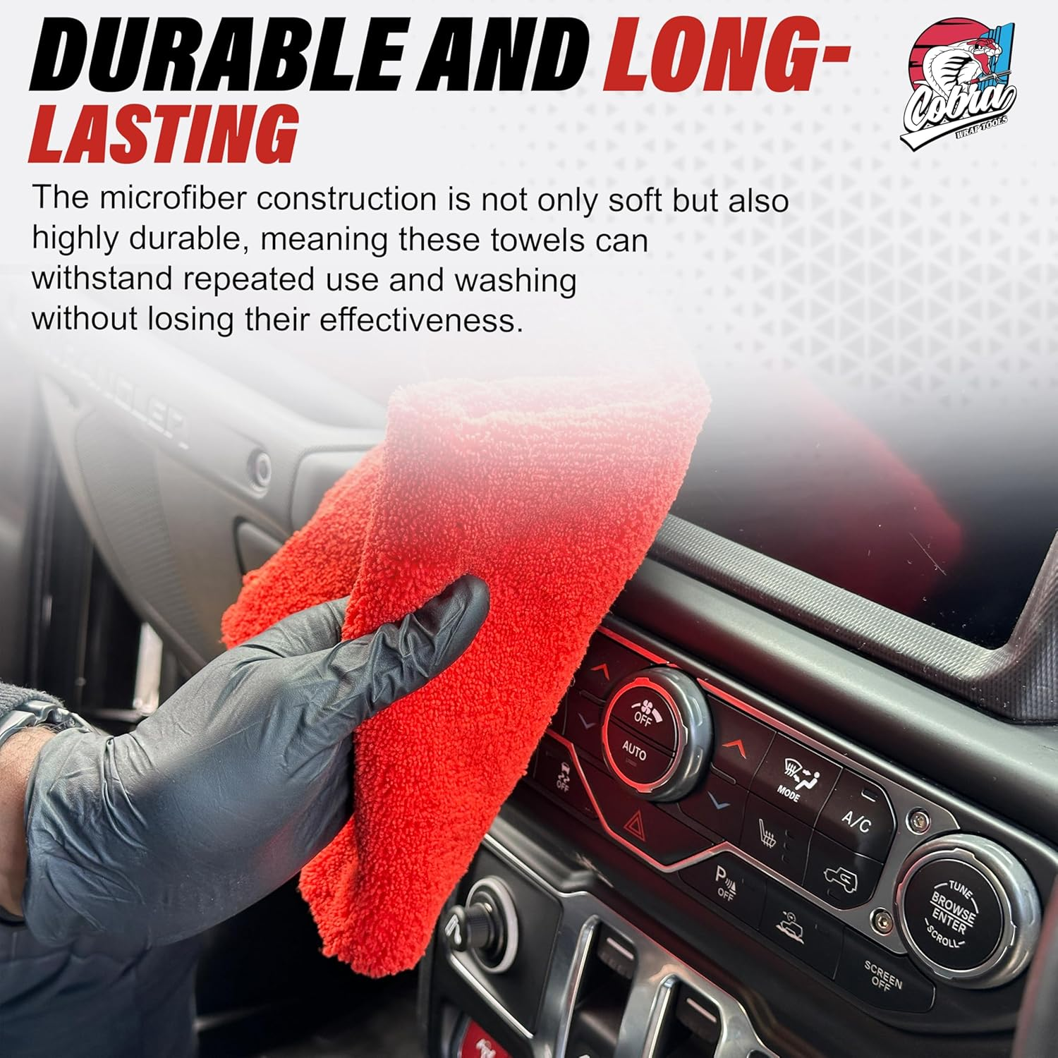 Cobra WRAP TOOLS Miracle Edgeless Microfibre Towels - Supersoft 420 GSM - Rounded Fibres & Scratch-Free Automotive Care Cleaning Cloths - Perfect for Cars, Motorcycles & Bicycles | 40X40Cm (10 Pcs) image number 3