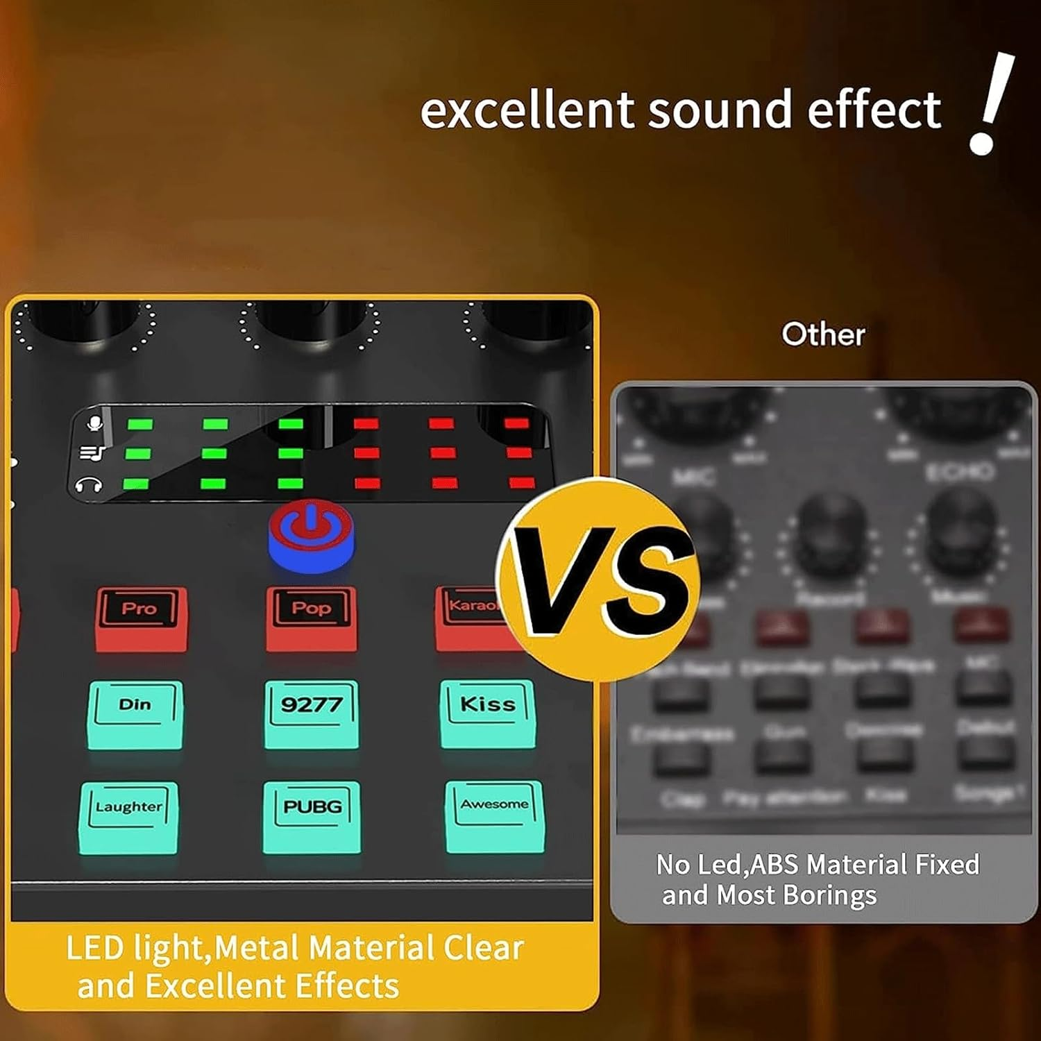 V8S Professional Audio Mixer,Sound Card Mixer,Portable Audio Mixer,Voice Changer Device for Singing/Pc Video Chat/Live Streaming/Broadcast/Karaoke image number 4