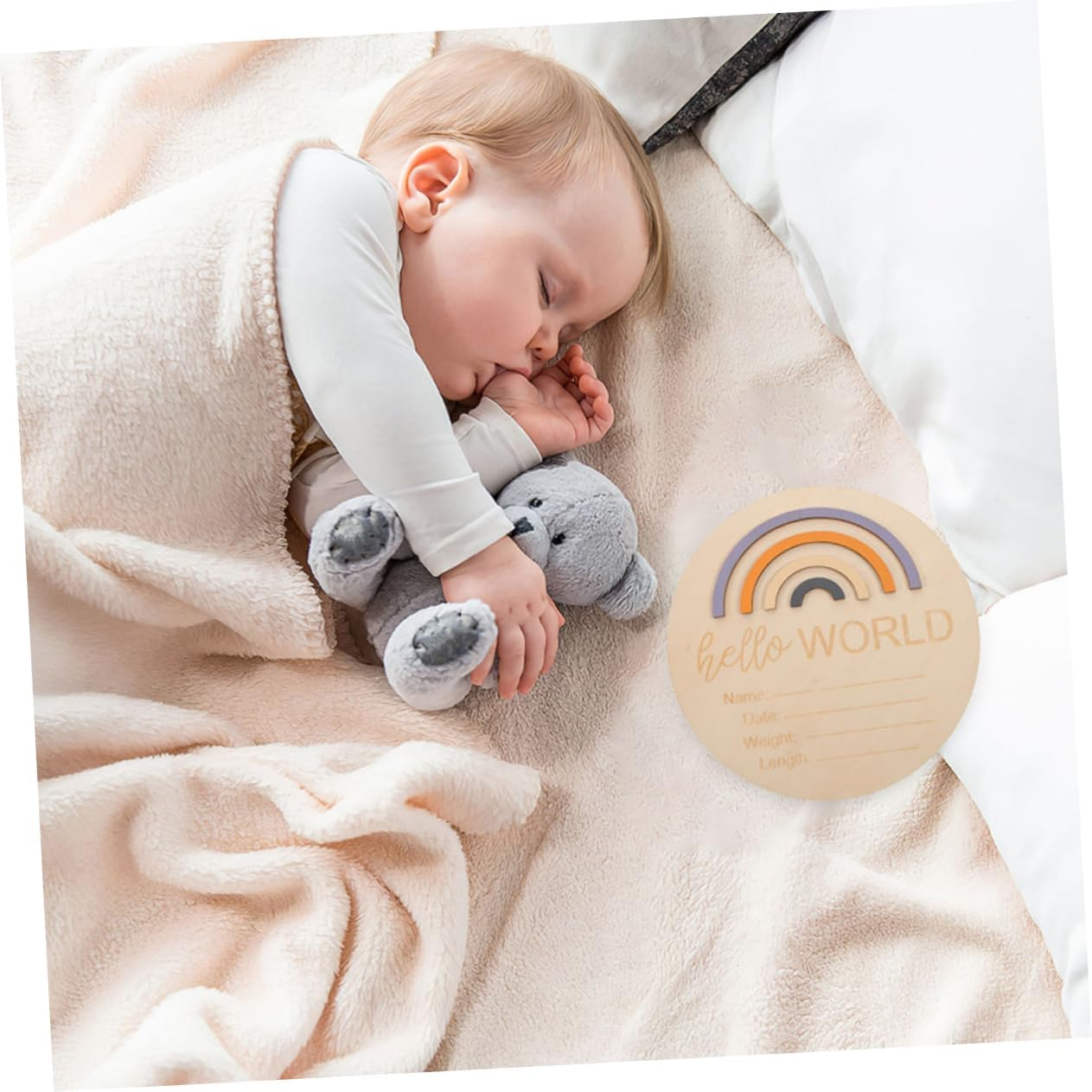 ERINGOGO 2Pcs Monthly Milestone Signs Names Wooden Discs for Milestone Photography image number 6