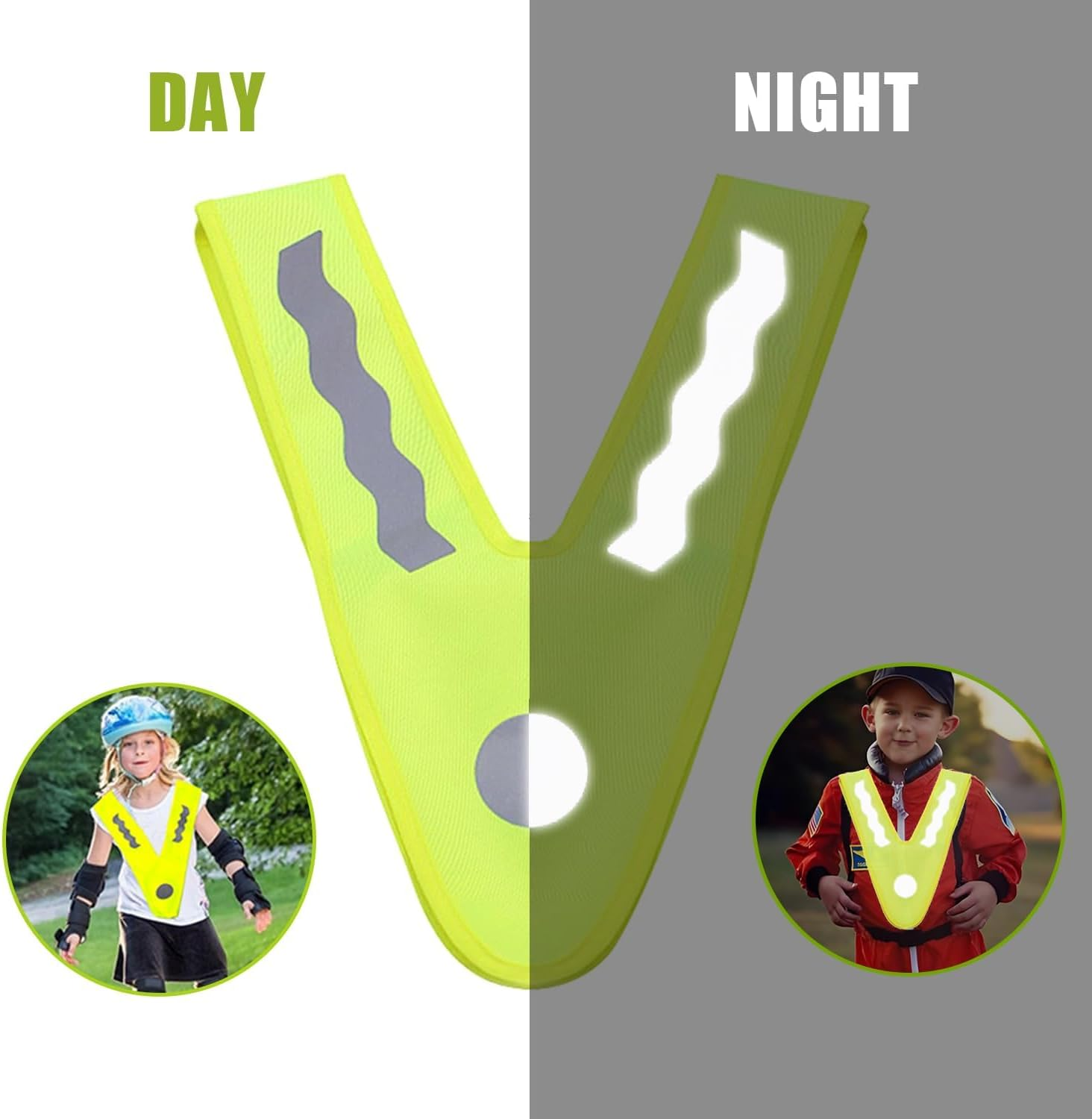 Weenwill Kids Hi Vis Vests,2 Pcs Reflective Safety Vest for Kids V-Shaped Jackets Children'S High Visibility Reflective Waistcoat for Cycling,Night Running,Dog Walking,Kid'S Outdoor Activities, Yellow image number 6