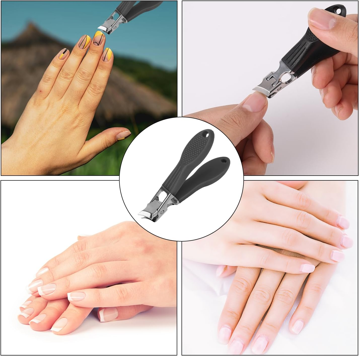 BOXOB Jaw Opening Anti-Splash Slanted Nail Clipper, Black Nail Clippers Stainless Steel Household Fingernail Trimmer for Women and Men Pet image number 2