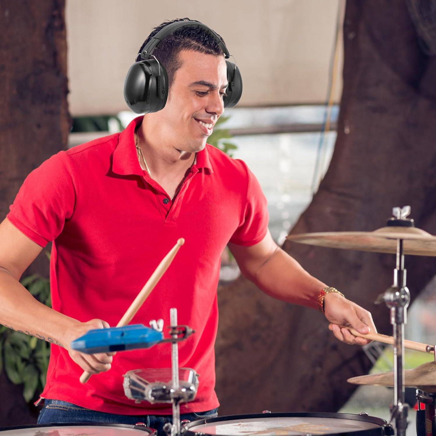 Generic over Ear Reduction Headphone for Drum Set Drummers Noise-Proof Sound Insulation Headset Protective Ear Muffs Suitable for Live Performance