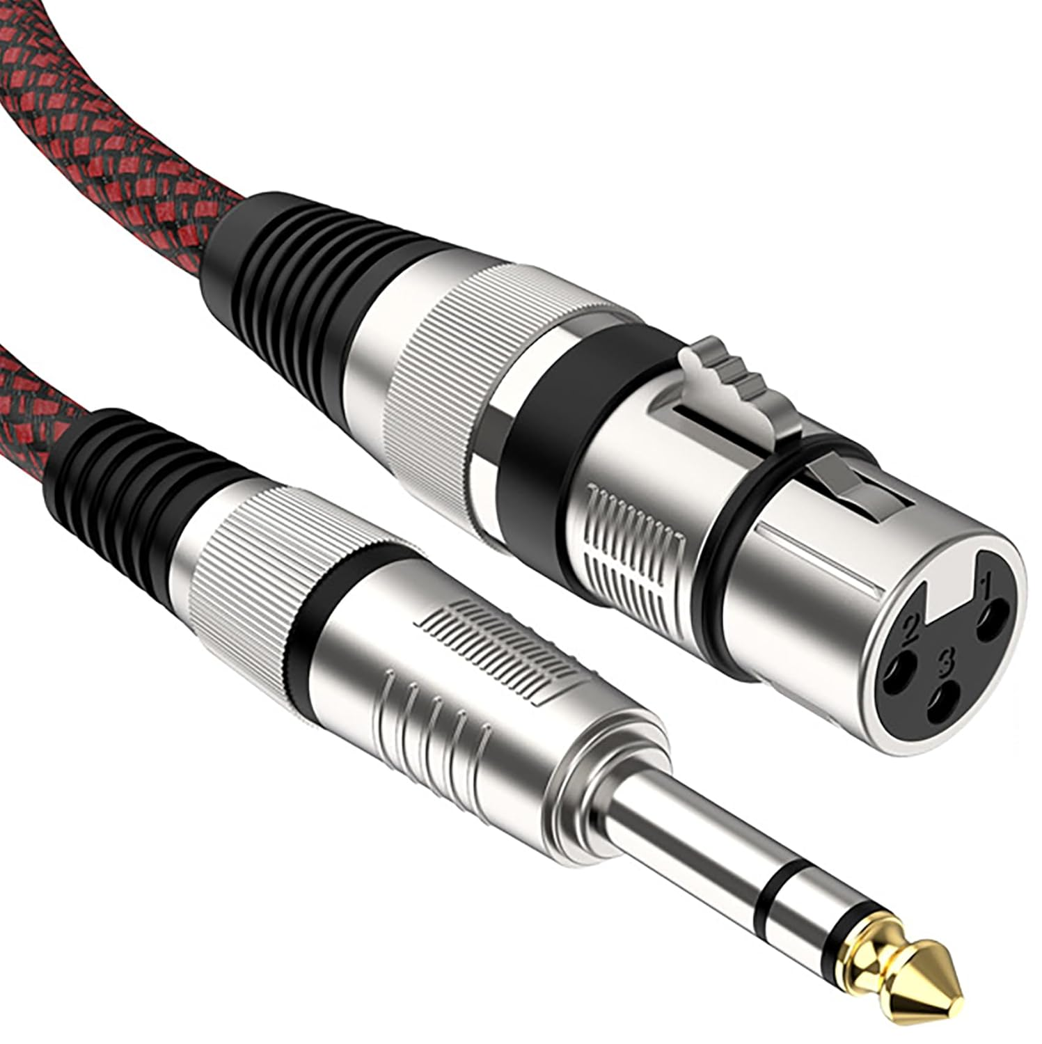 Tunghey XLR Female to 1/4 Inch TRS Cables, Nylong Braided XLR 3 Pin Female to 6.35Mm TRS Male Balanced Wire Mic Cord (1M) image number 4