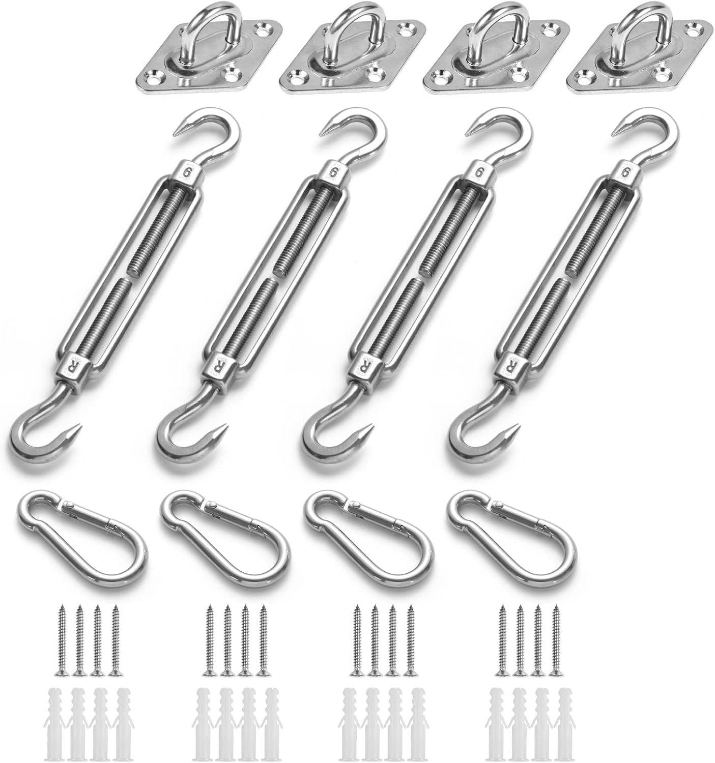 HOMPER M6 Awning Attachment Set, Heavy Duty Sun Shade Sail Stainless Steel Hardware Kit for Triangle and Square, Rectangle, Sun Shade Sail Fixing Accessories image number 1