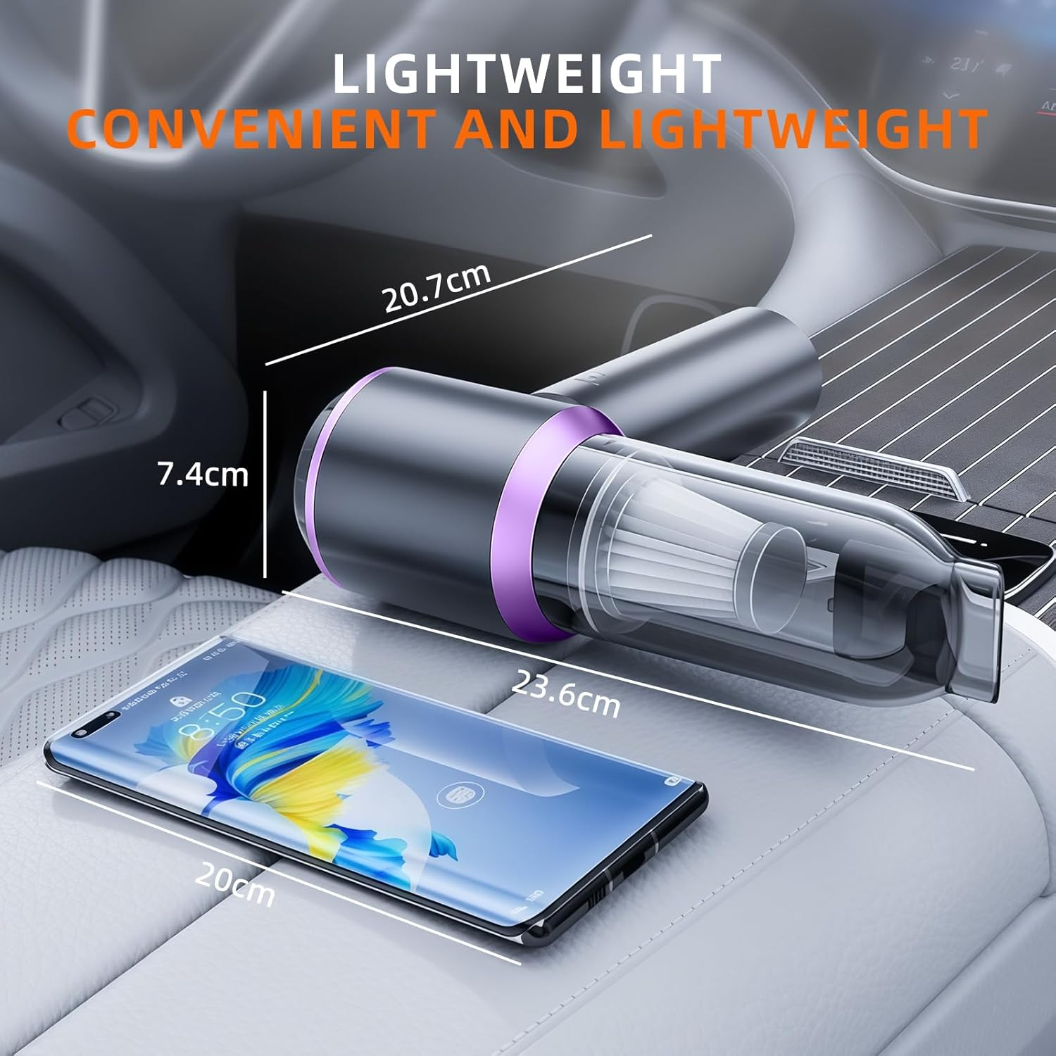 Car Vacuum Cleaner Cordless, 16000Pa High Power Handheld Vacuum with Brushless Motor, 4-In-1 Mini Vacuum Rechargeable & Air Blower, Portable for Car Home Office Pet Cleaning, HEPA Filter image number 5