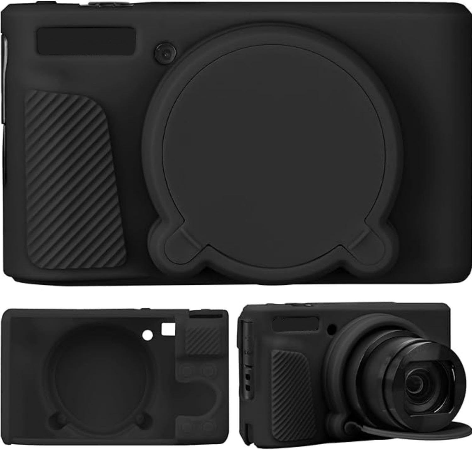 Camera Case for Canon SX730 SX740 Camera Case,Soft Silicone Protective Bag Removable Lens Cover,Anti-Scratch Slim Fit Lightweight Protective Case (Black)