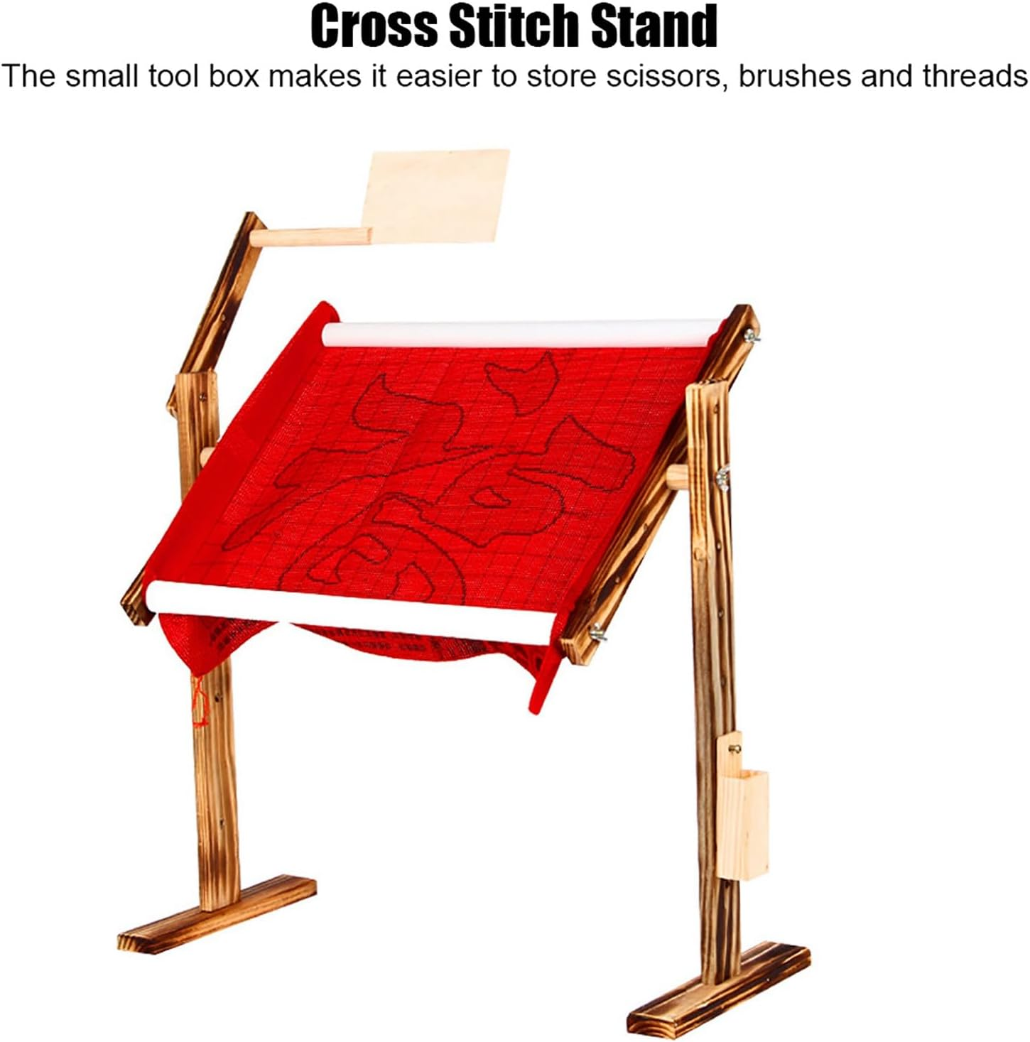 Round Stitch Frame Antique Wood Embroidery Stand Rack Height Sewing Craft Accessory