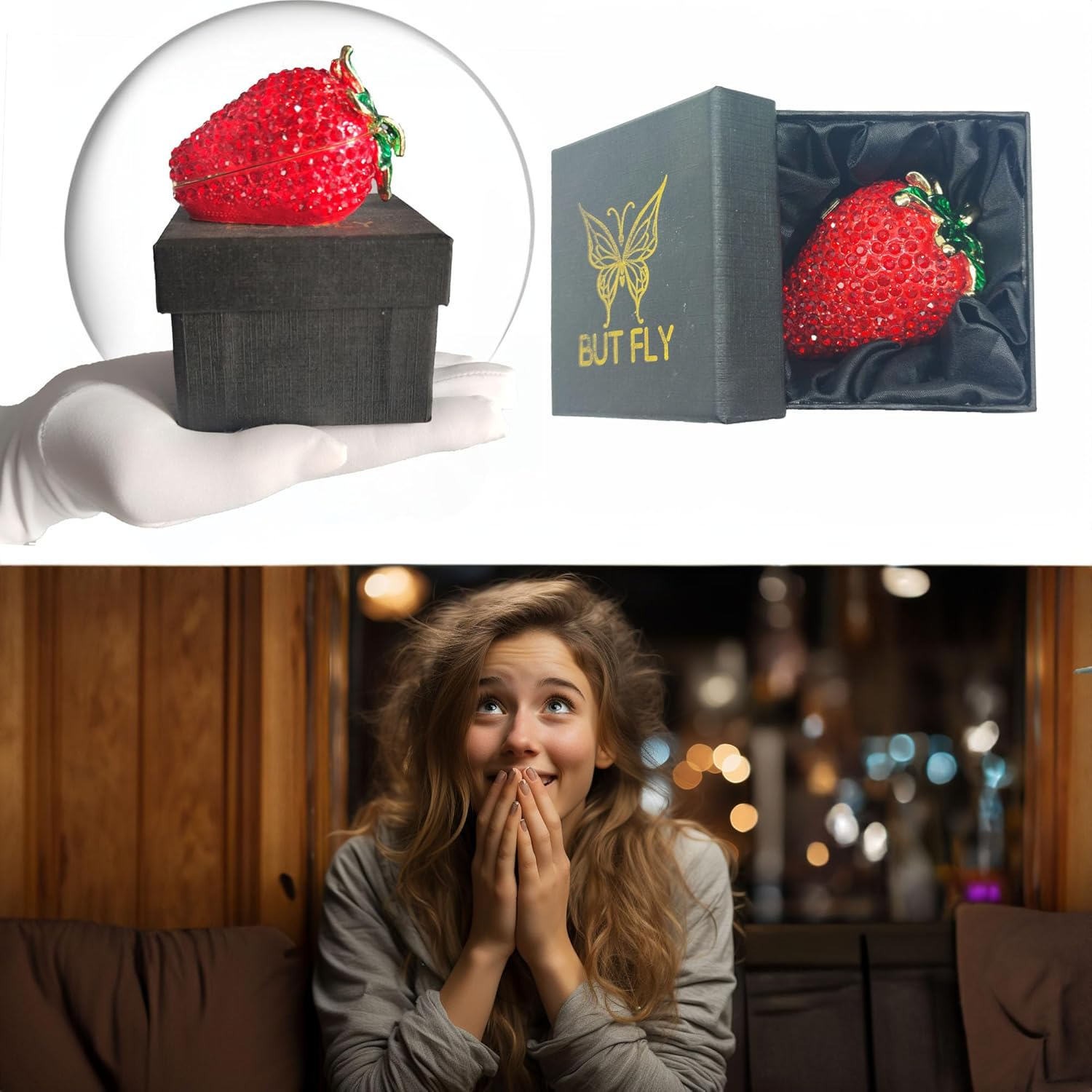 Strawberry Jewelry Trinket Box Hinged Unique Gifts for Women Handmade Home Decor(Pro) image number 3