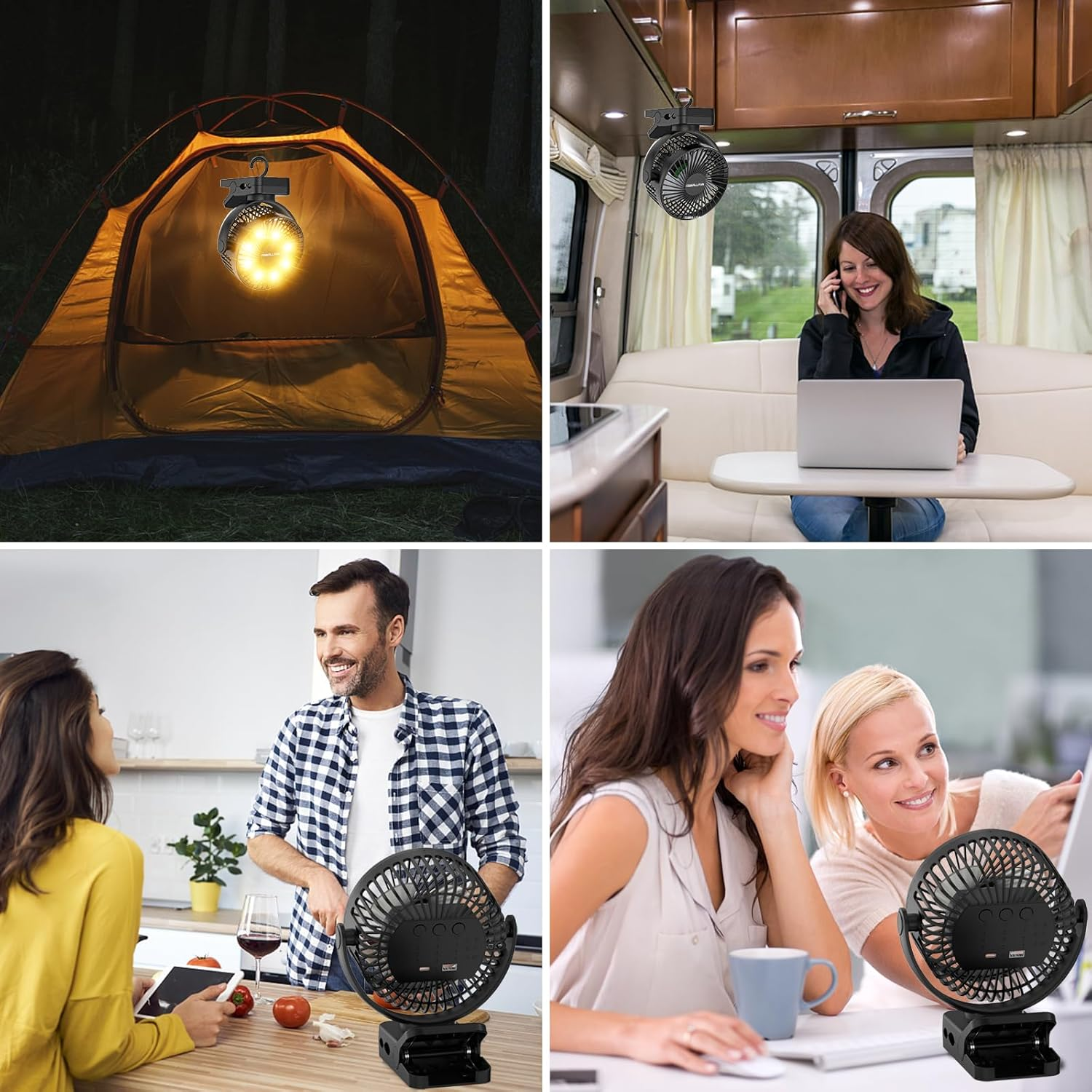 GOBRILLFUN 12000Mah Clip Fan with LED Lights & Timer, USB Rechargeable, 3 Speeds Battery Operated Fan with Timer, Personal Fan for Golf Cart Office Outdoor Travel Camping Tent Gym Treadmill - 6 Inch image number 1