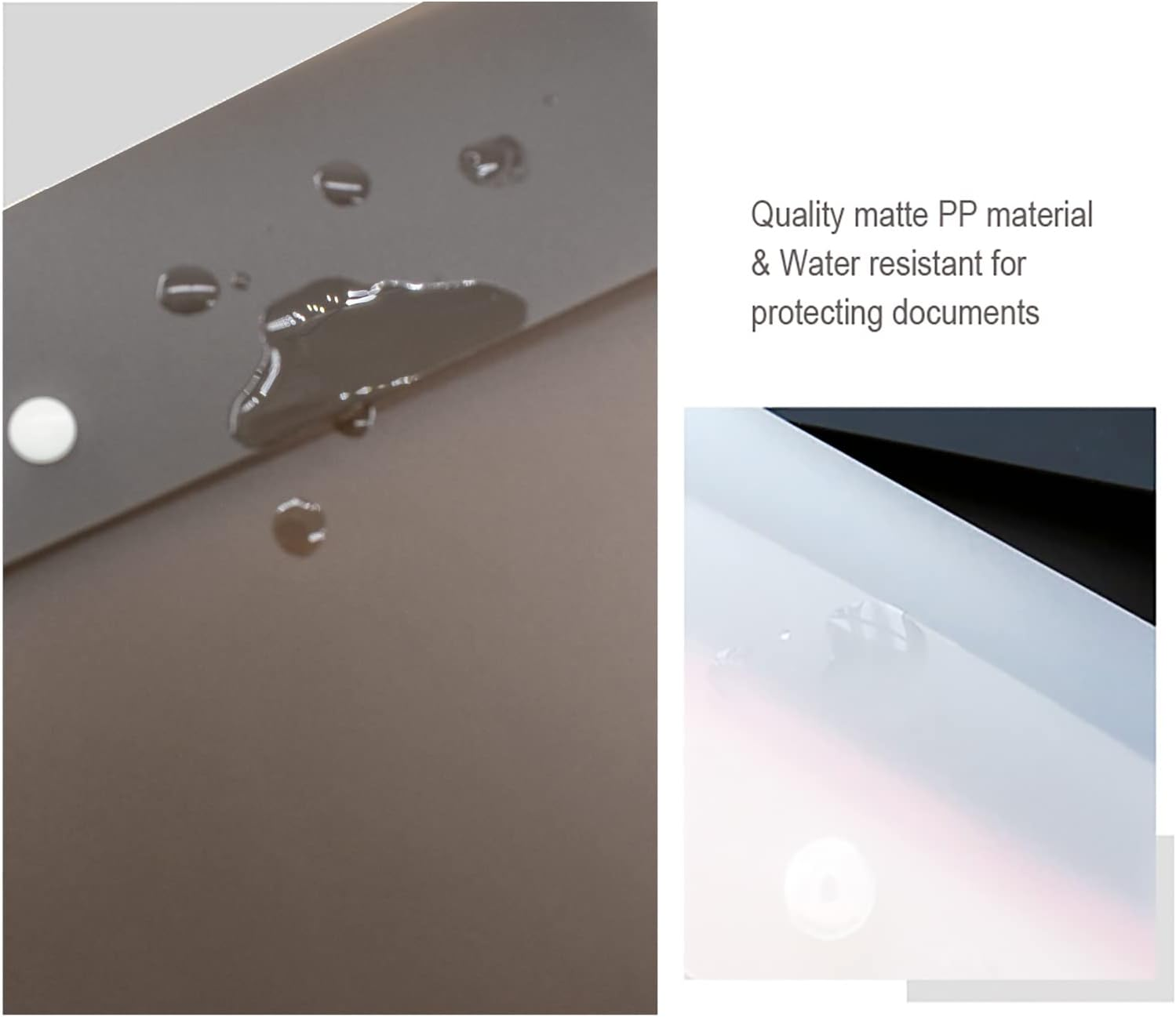 VANRA Poly File Folder Pockets File Jacket Plastic Envelope Flat Document Letter Organizer with Snap Button Closure A4 Letter Size (Pack of 5, Brown) - Black image number 6