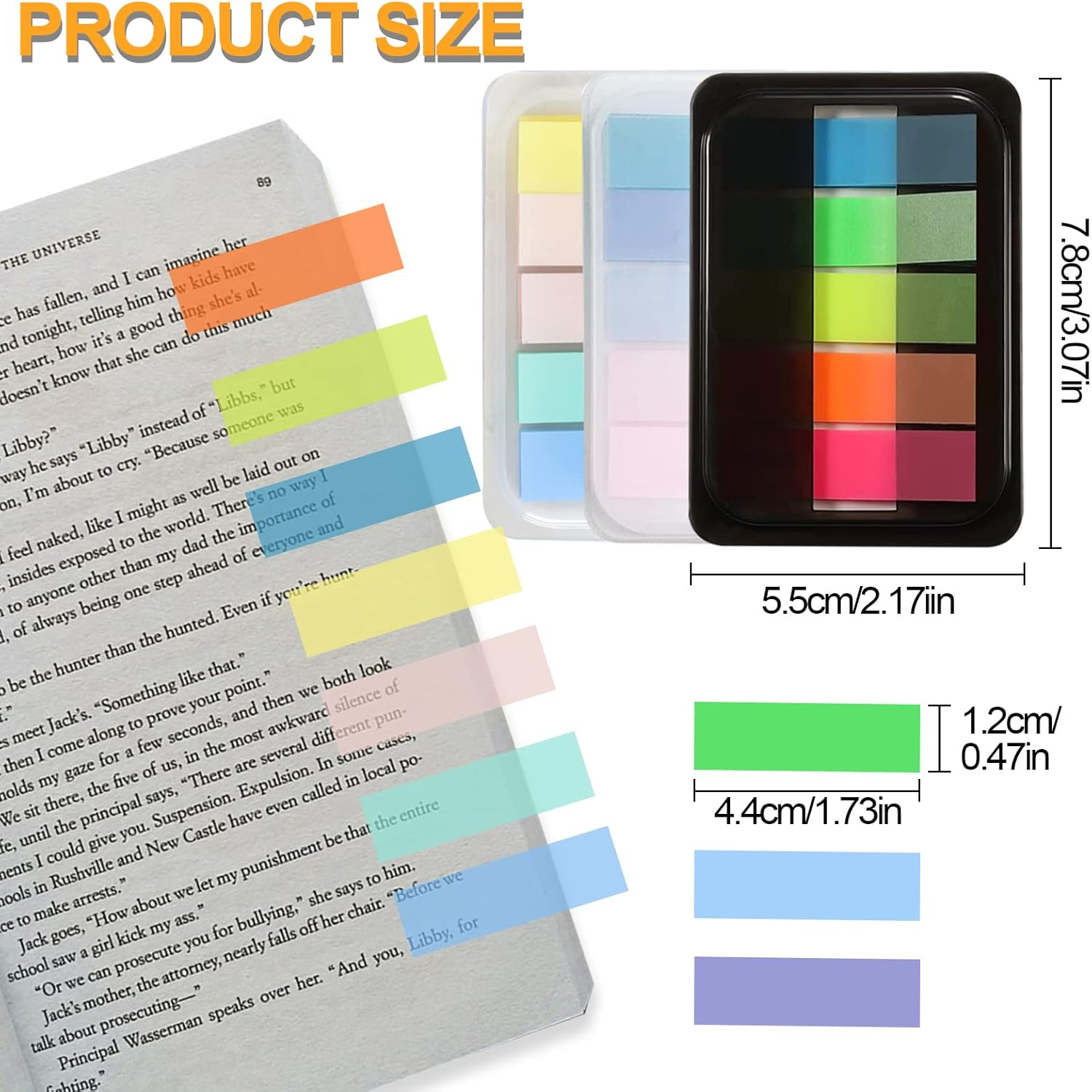 300 Pcs Sticky Tabs, Transparent Page Markers with Base Box, Colorful Book Annotation Kit, Clear Index Tabs with Translucent Index Stickers for Books Page Bookmarks Office Supplies