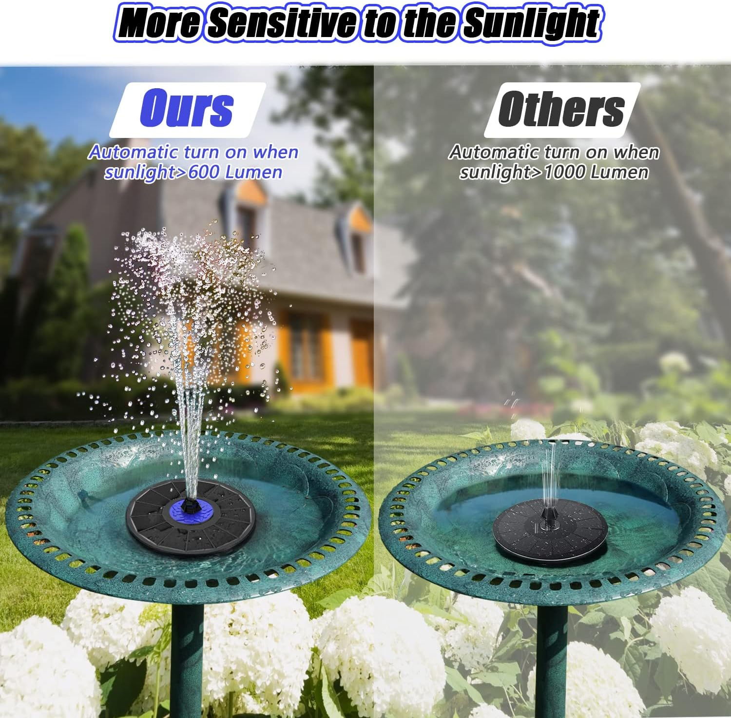 SZMP Solar Fountain 2023 Upgrade, 3.5W Solar Powered Bird Bath Fountains with Flower, Outdoor Water Feature Fountain Pump with 7-In-1 Nozzles, 4 Fixed Pipes for Humingbirds, Garden, Pool, Pond image number 6