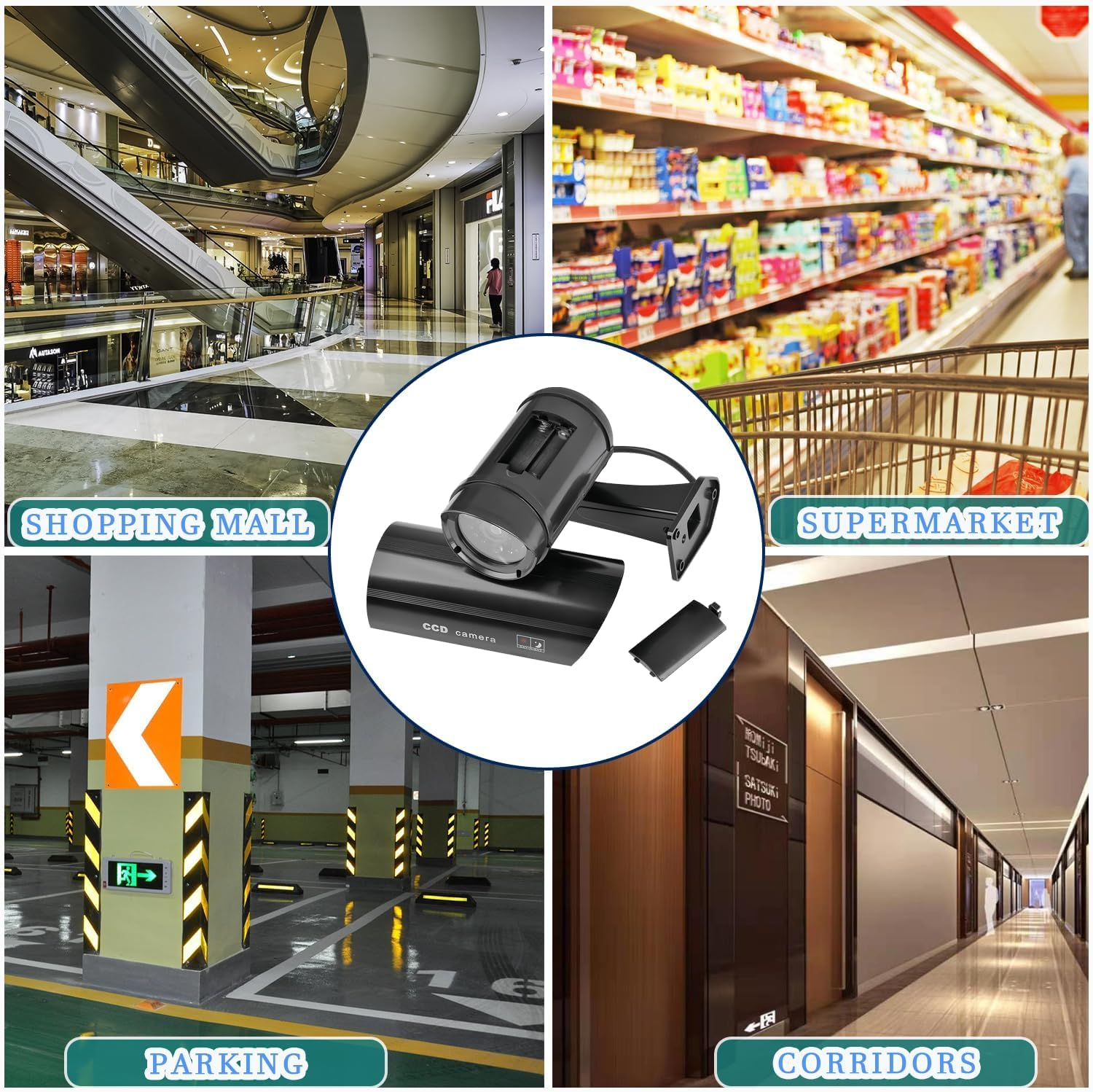 Madlife Garage 2Pcs Dummy Surveillance Camera, Fake Camera, Outdoor CCTV Camera with LED Light, Battery Operated, Dummy Outdoor Camera image number 6