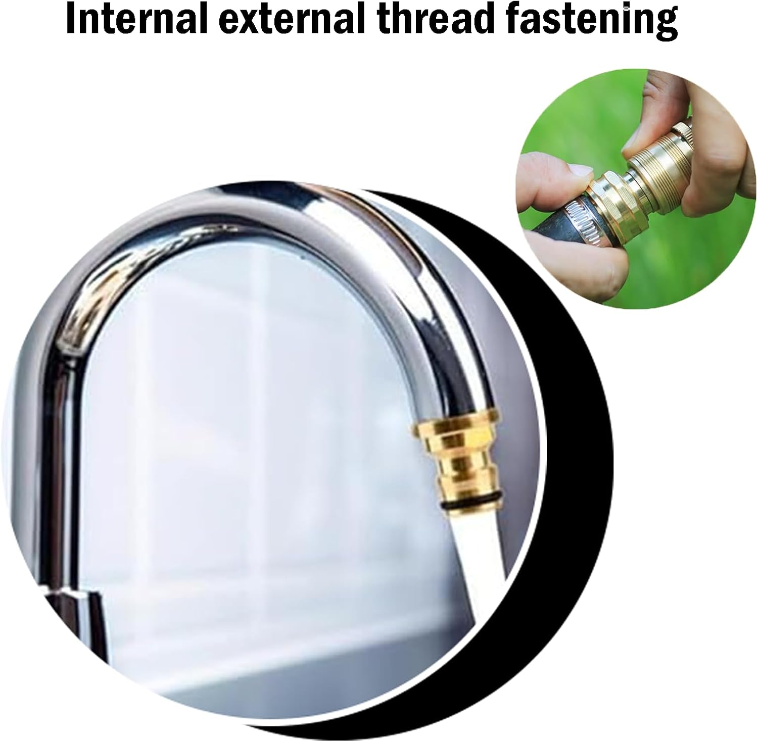 Garden Hose Pipe Adapter - 22Mm Female 24Mm Male Threaded Tap Connector Fittings for Kitchen Sink and Bathroom, Brass Mixer Hose Connector image number 1