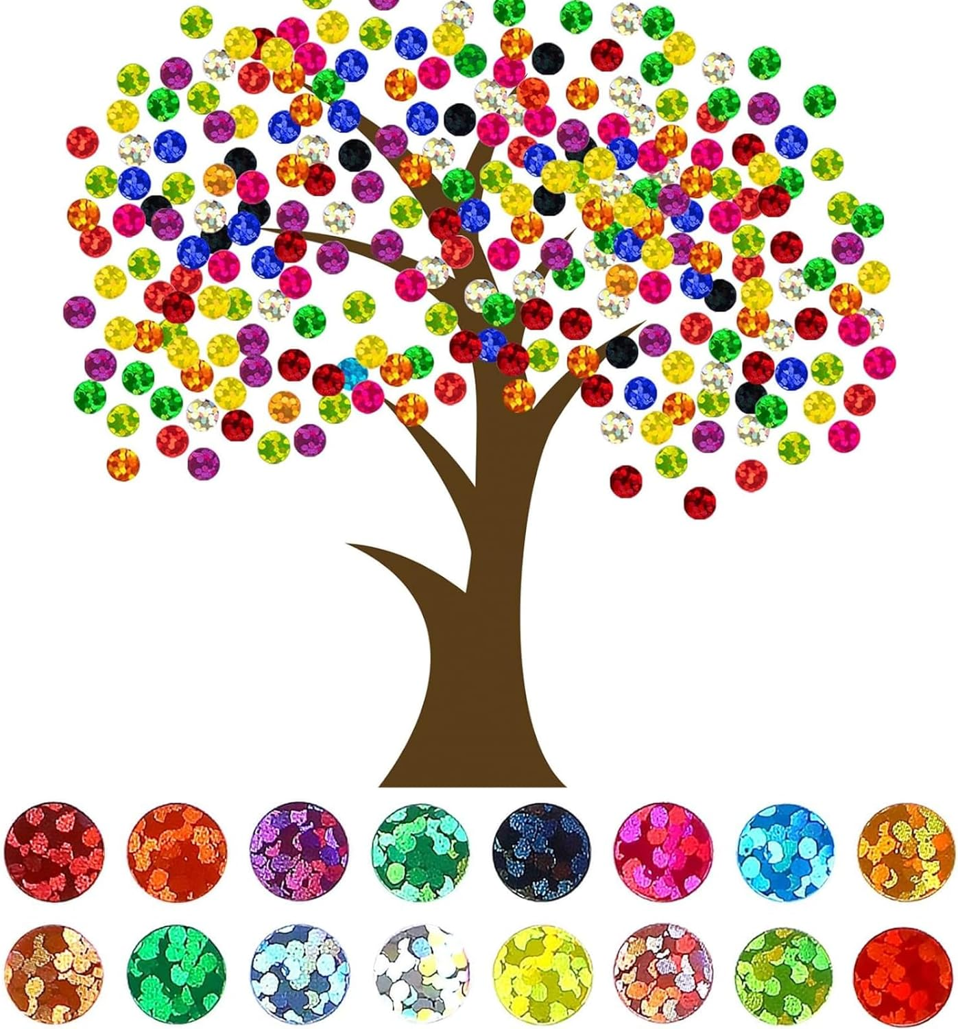 1540 Pcs Dot Stickers,Sparkle Coloured Circle Sticker,10 Mm Sticker Dots,Coloured Shape Stickers(20Sheet, 11 Colors) image number 6