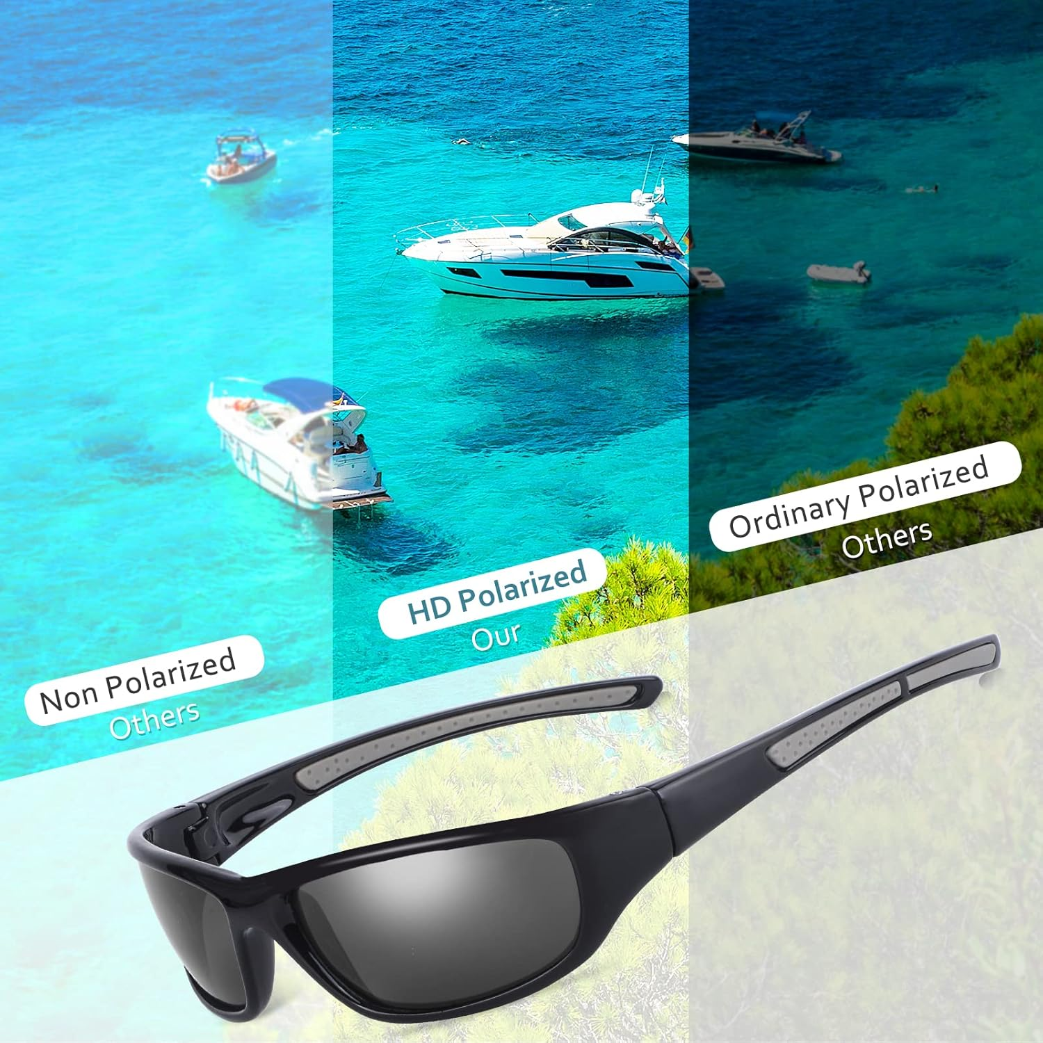 Duduma Sports Polarized Sunglasses for Men Women Baseball Cycling Golf Fishing Sun Glasses UV Blocking TR8116 - Black Matte Frame With Black Lens image number 5