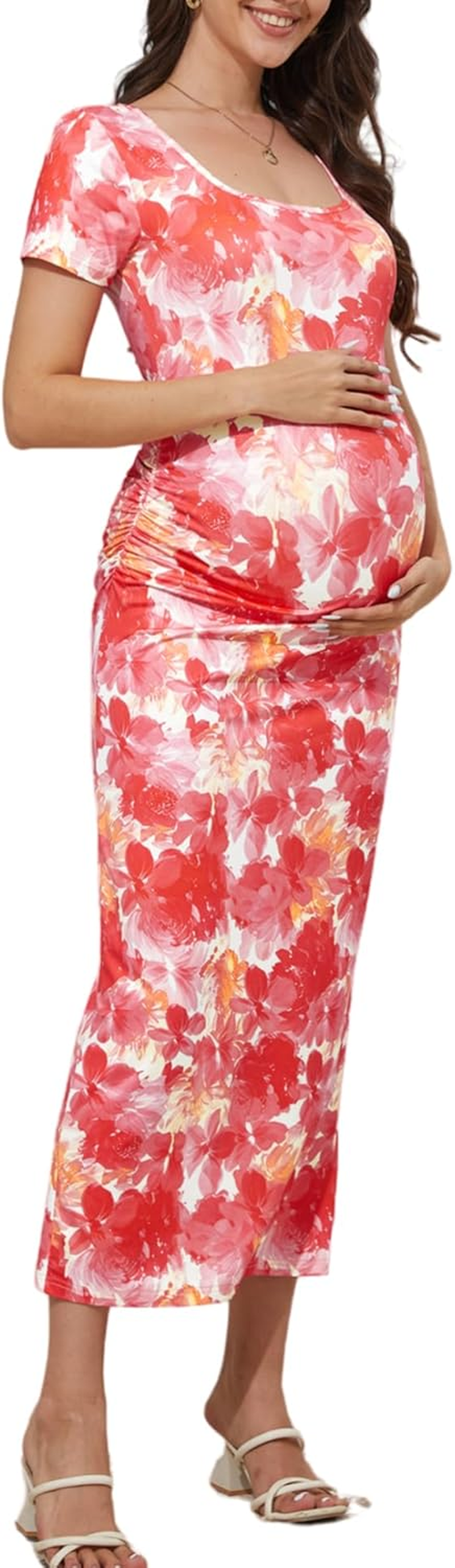 Women'S Square Neck Maternity Bodycon Maxi Pregnancy Dresses