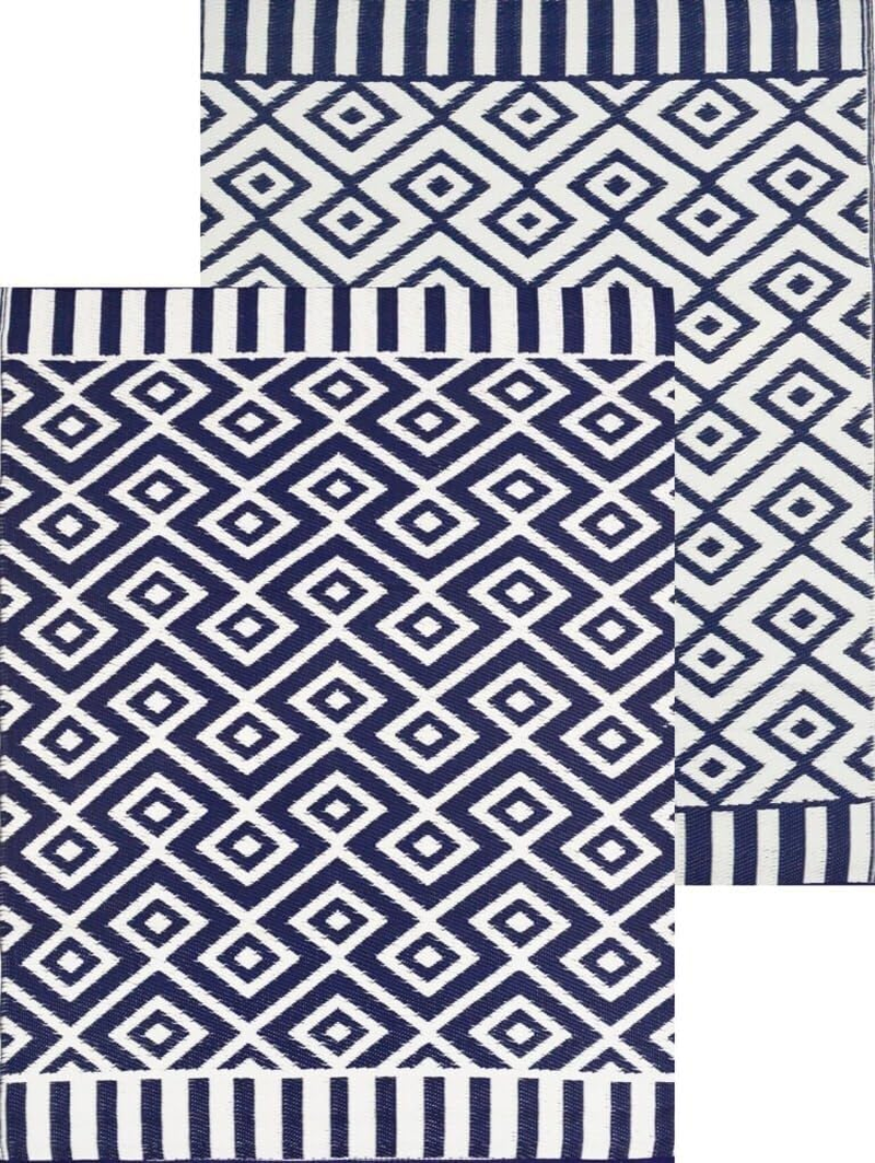 Rug Club A002 Reversible Outdoor Chatai Rug, 150 Cm X 240 Cm Size, Navy/White image number 2