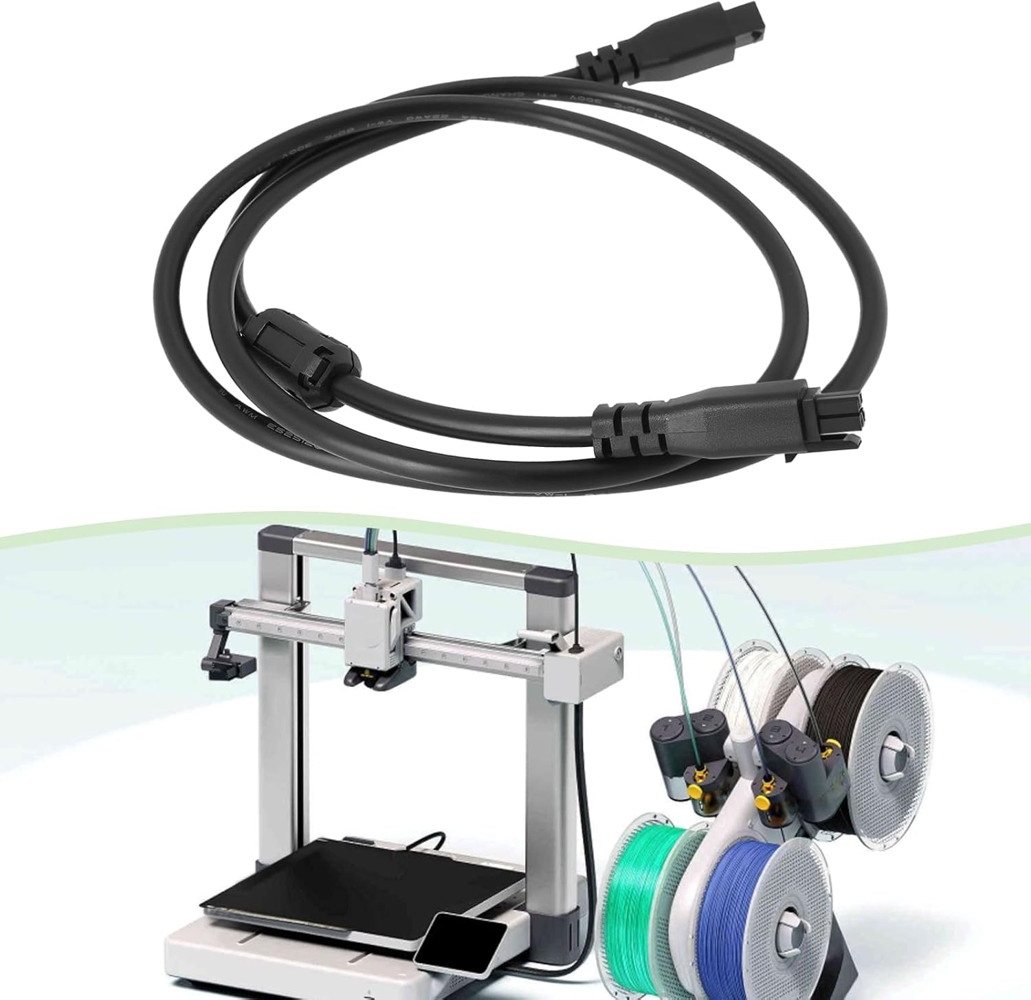 YINETTECH 1PC 4-Pin 3D Printer Extension Cable with Magnetic Ring Compatible with Bambu Lab A1 Compatible with A1 Mini AMS Lite Length 1M 3D Printer Power Cable Black image number 6