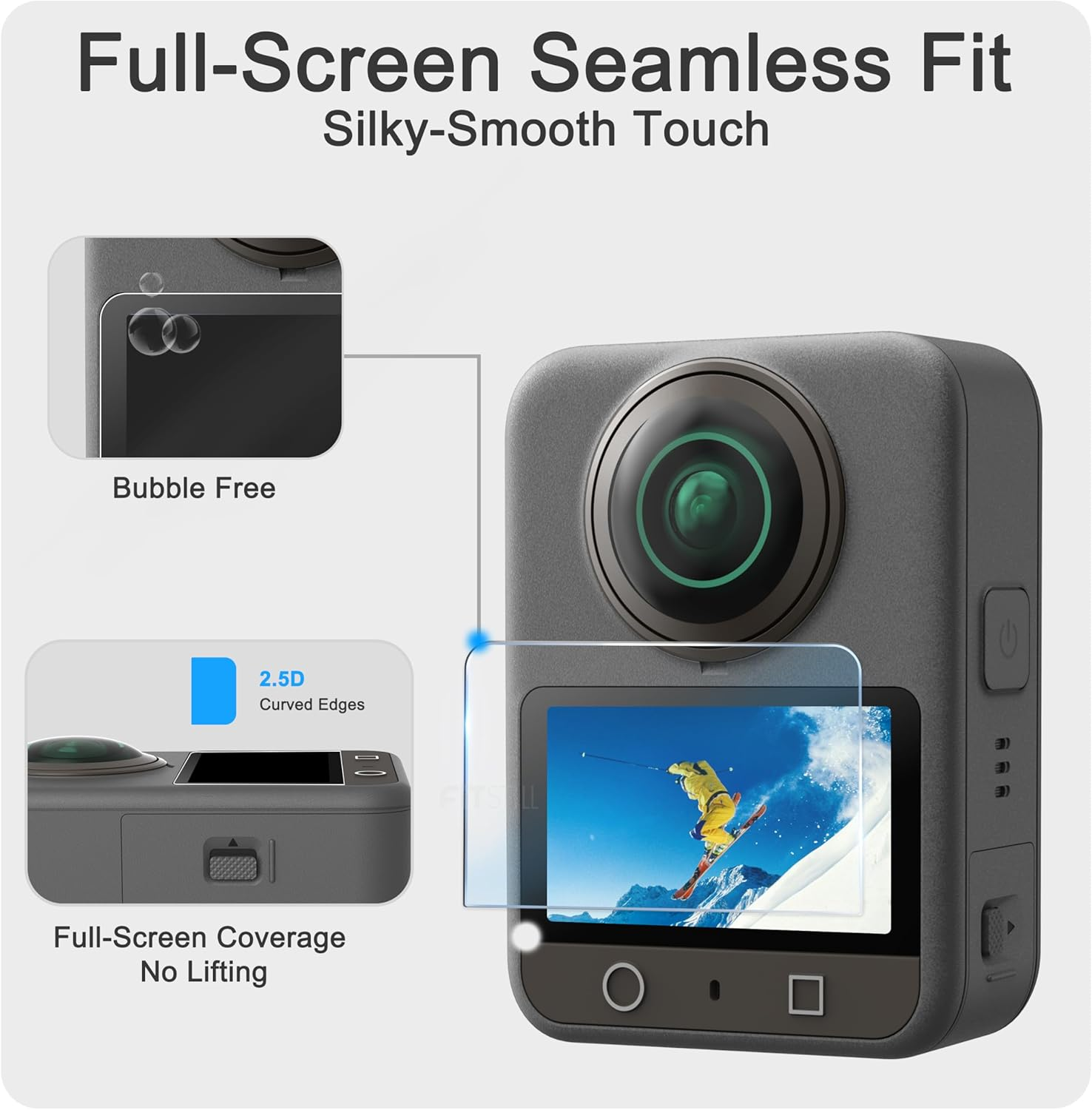 Fitstill Screen Protector 3 Set for DJI OSMO 360, Optictempered Glass 9H Hardness HD Anti-Fingerprint，Osmo 360 Accessories image number 4